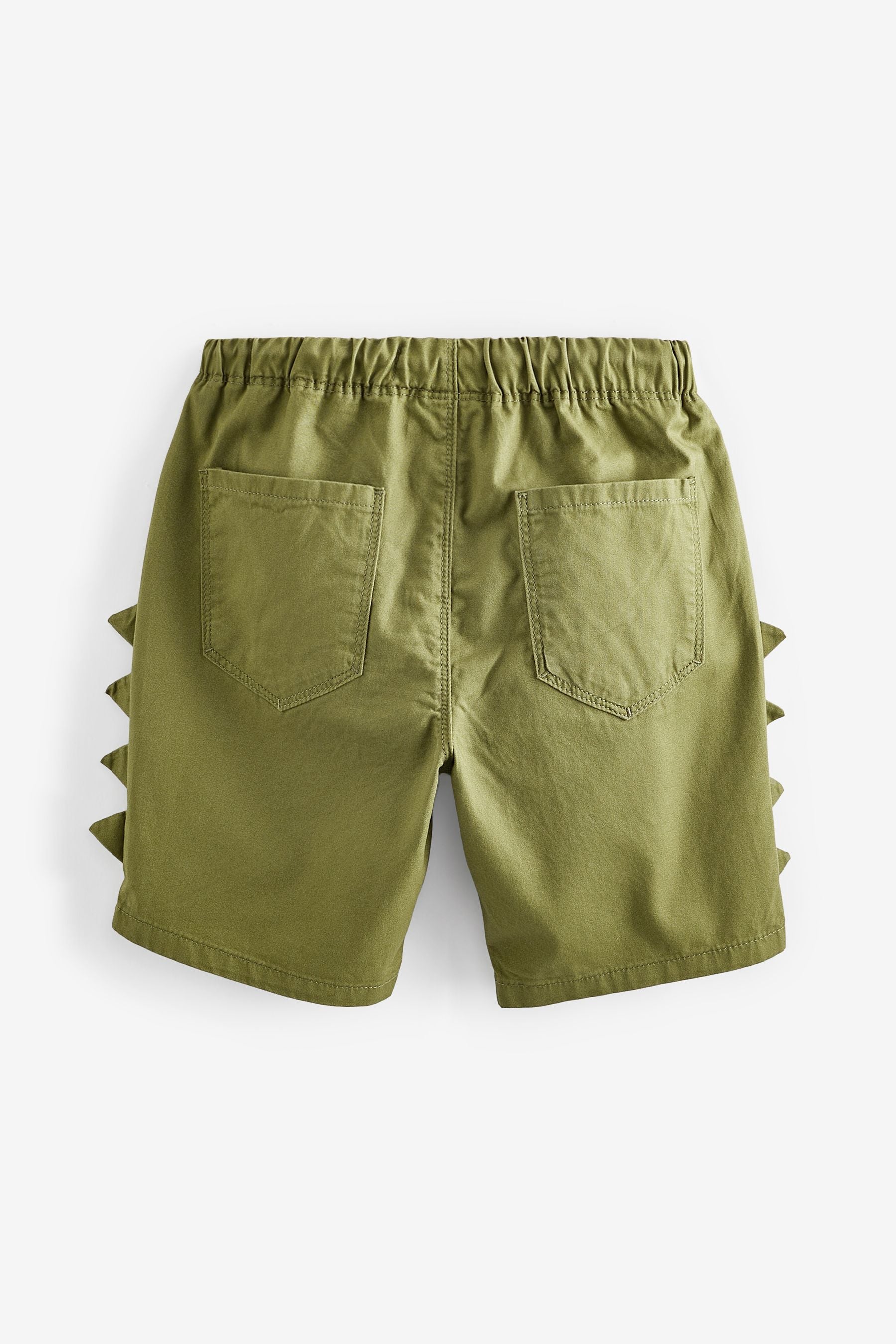 Olive Green Dino Spikes Pull-On Shorts (3mths-7yrs)