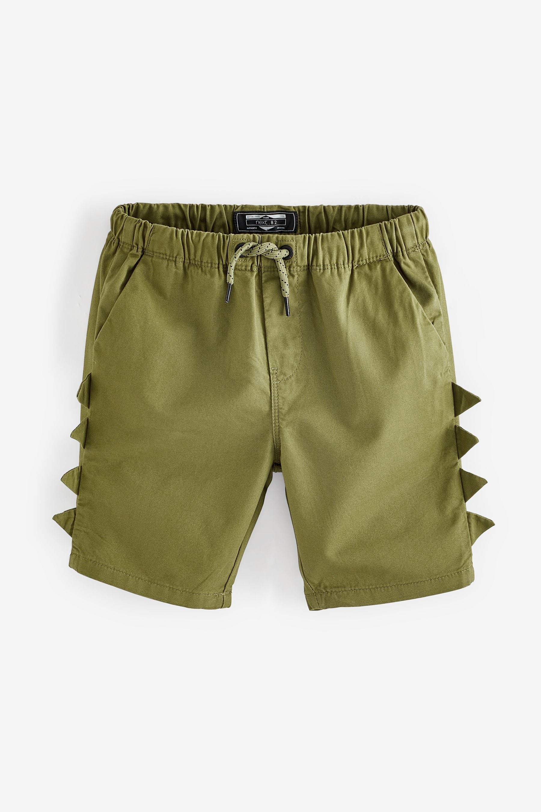 Olive Green Dino Spikes Pull-On Shorts (3mths-7yrs)