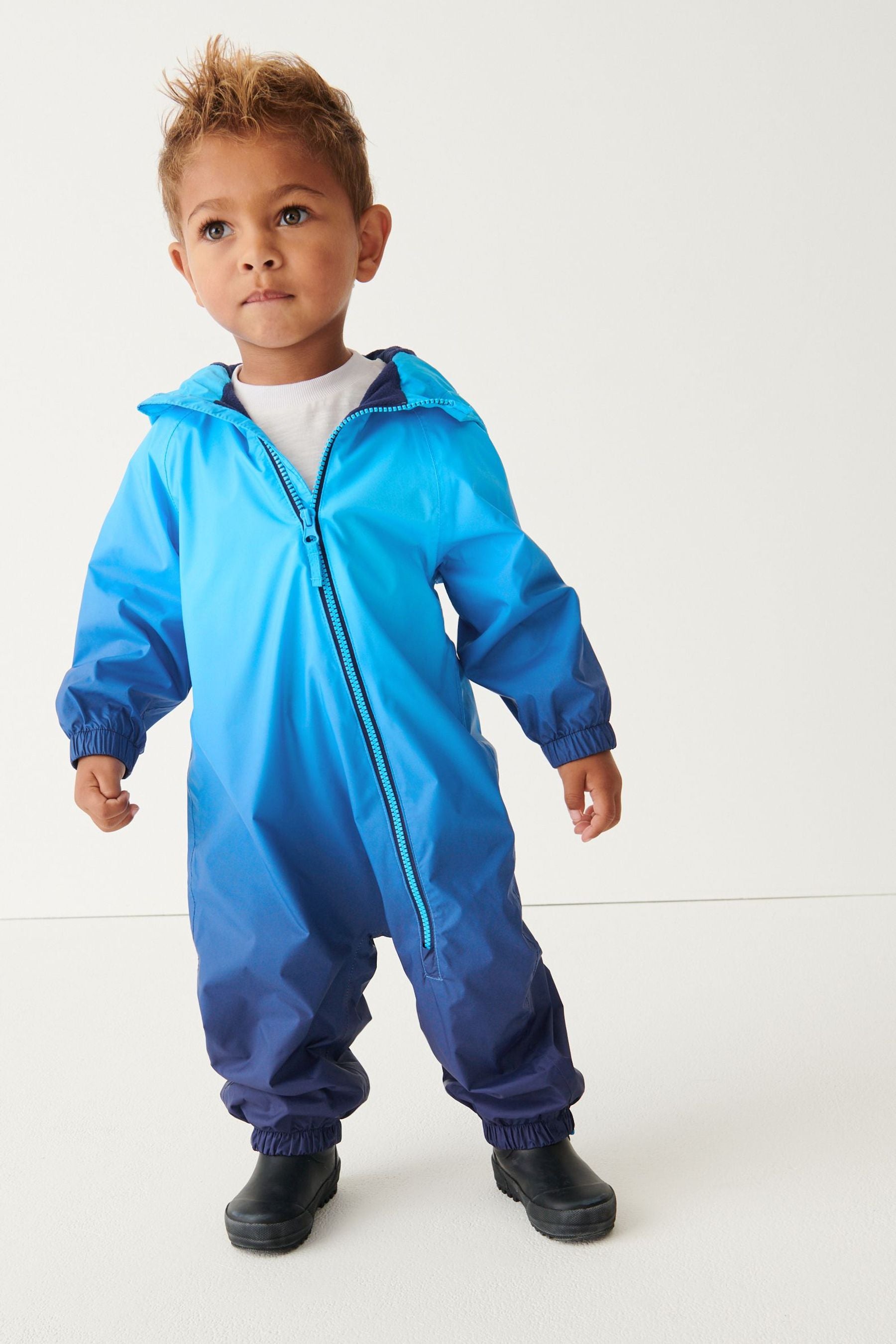 Blue Dip Dye Waterproof Fleece Lined Puddlesuit (3mths-7yrs)