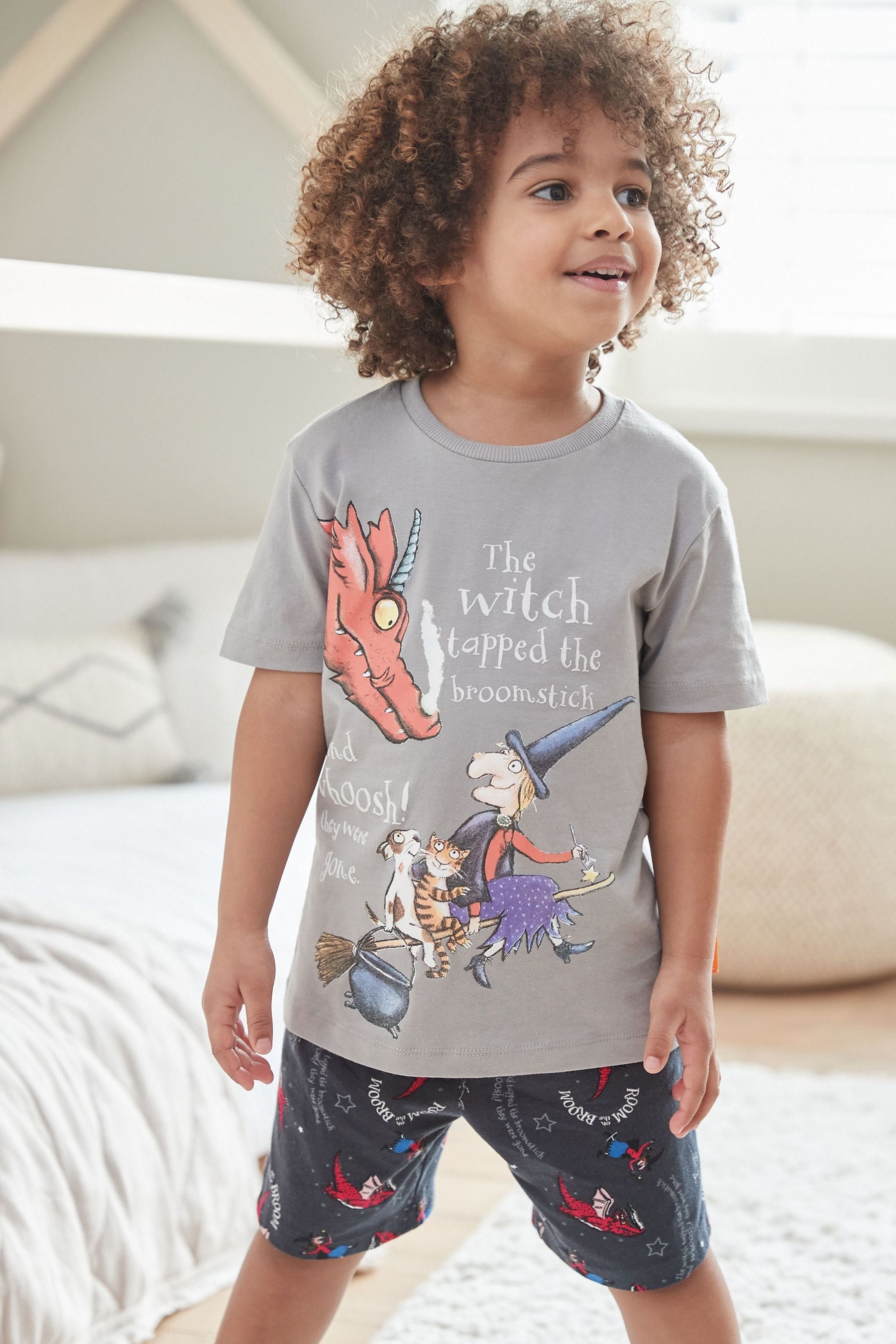 Room On The Broom Grey Short Pyjamas (9mths-9yrs)