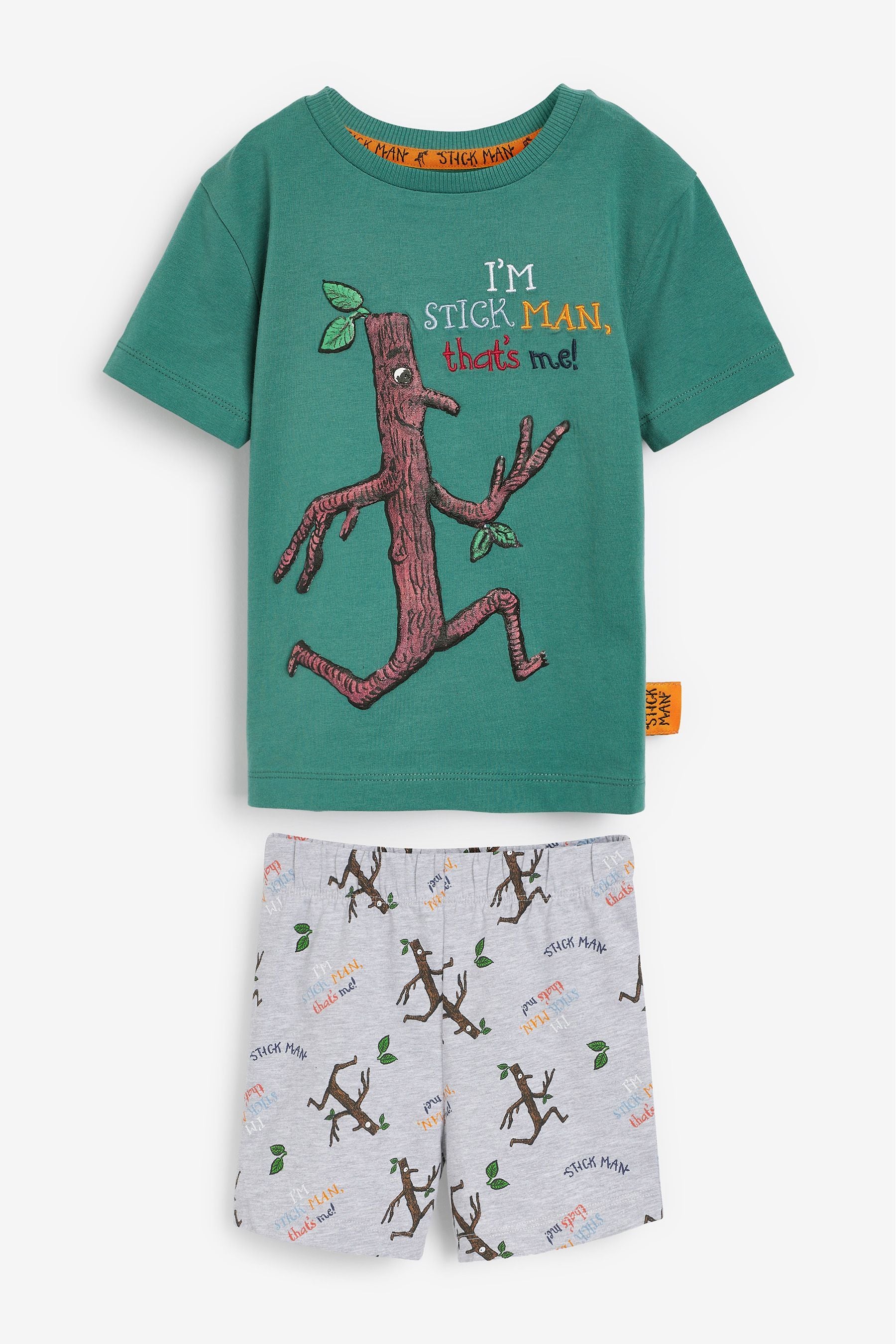 Stickman Green/Grey Short Pyjamas (9mths-9