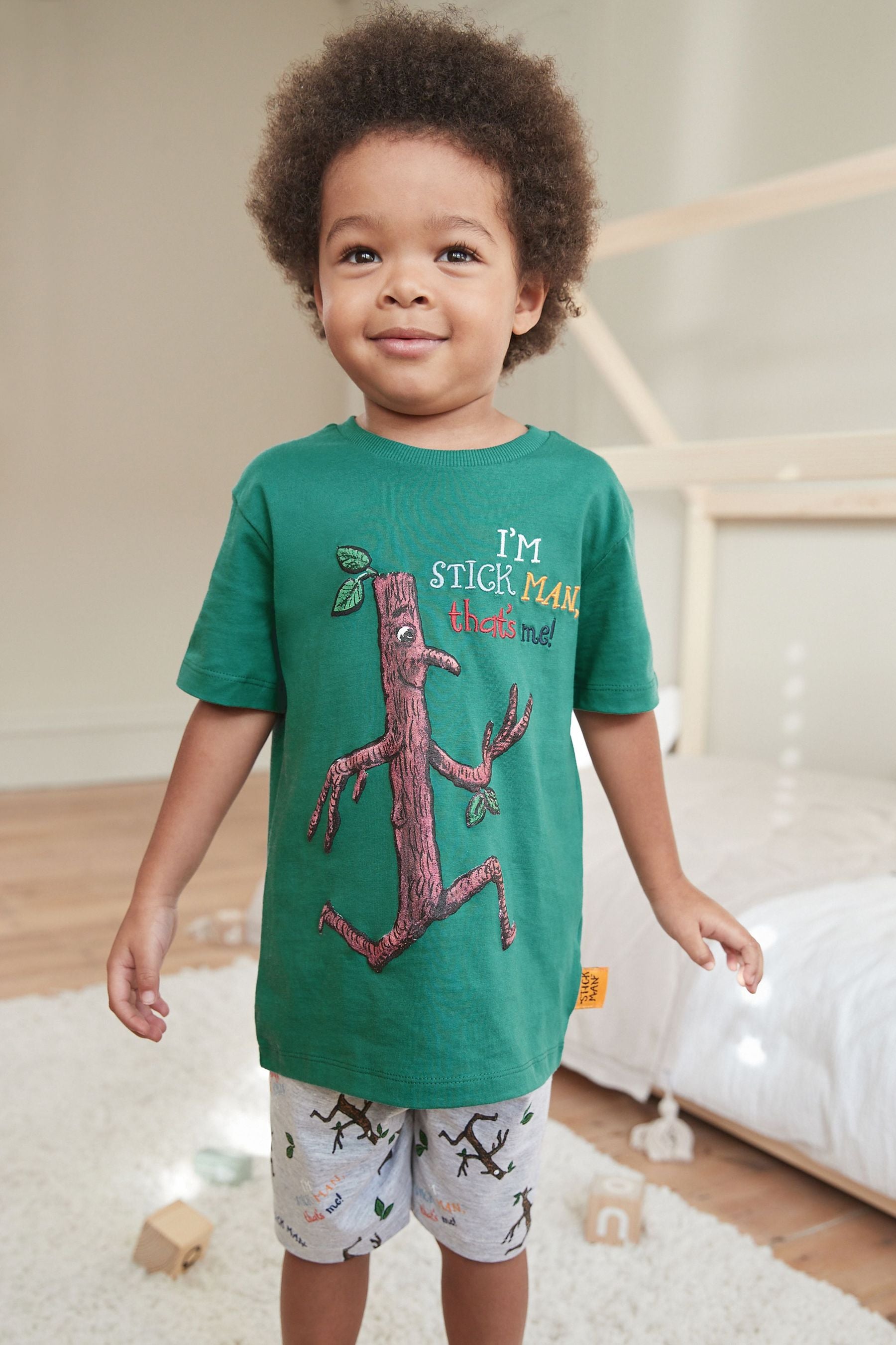 Stickman Green/Grey Short Pyjamas (9mths-9