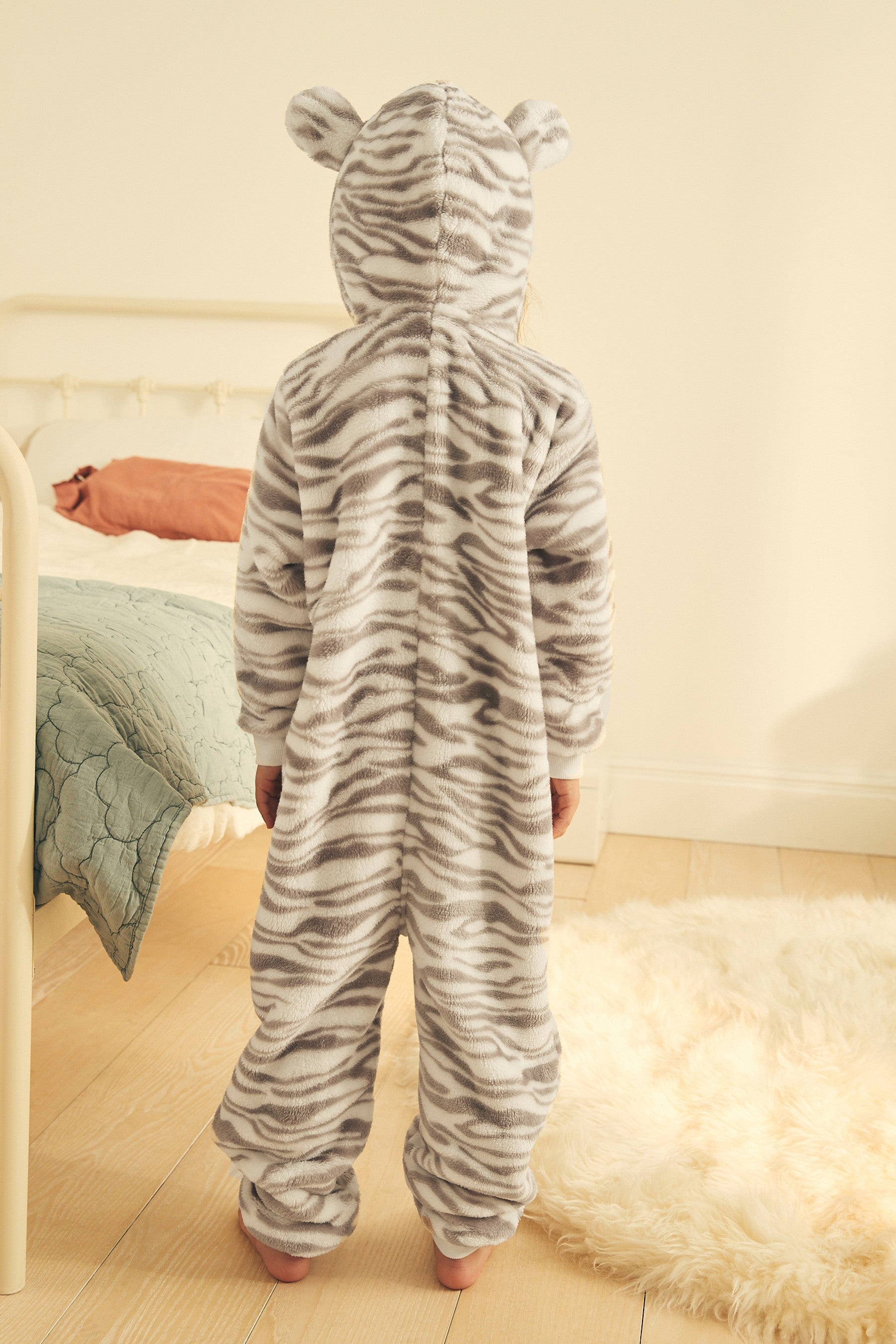 Grey/White Animal Fleece All-In-One (1.5-16yrs)