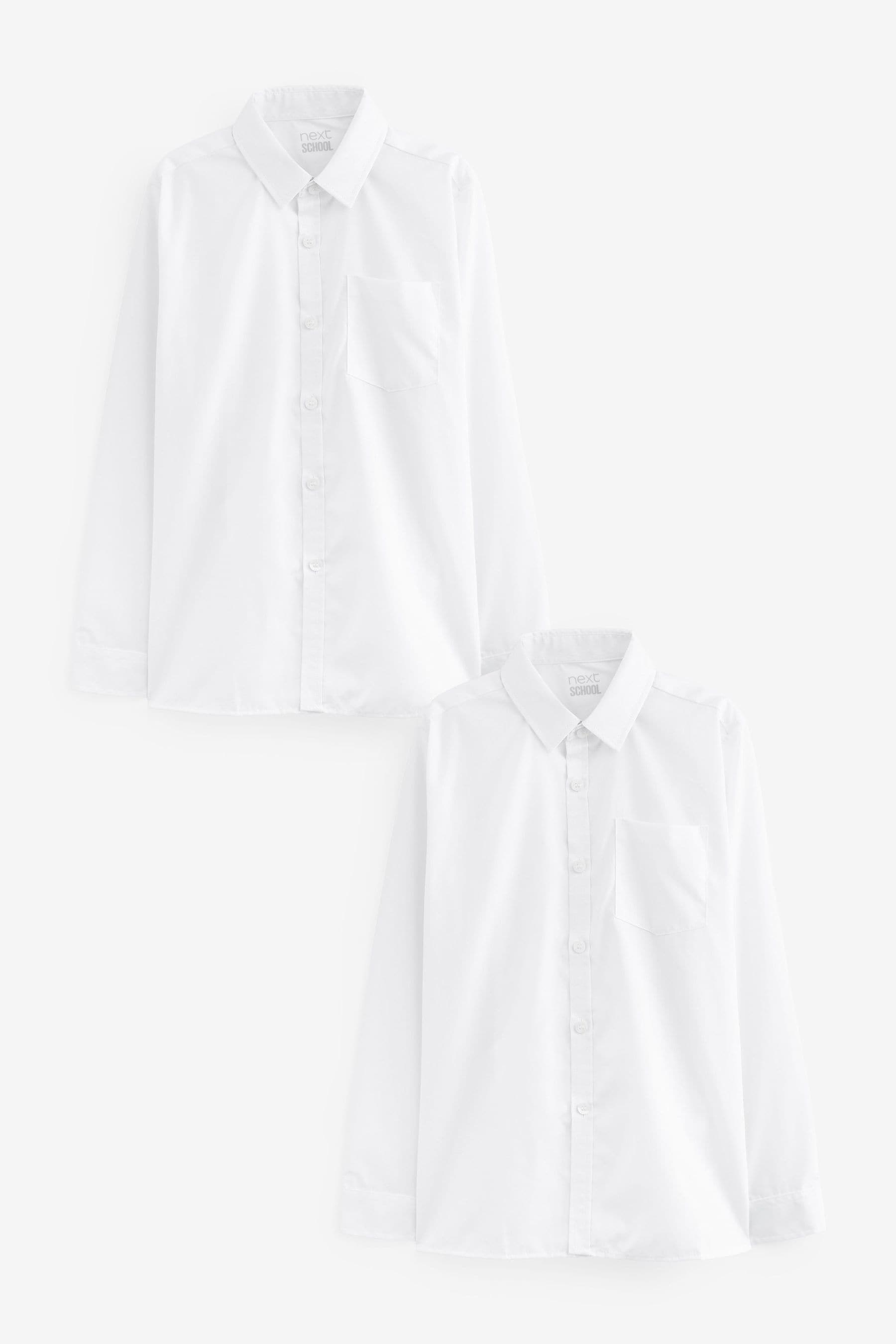 White 2 Pack Long Sleeve School Shirts (3-17yrs)