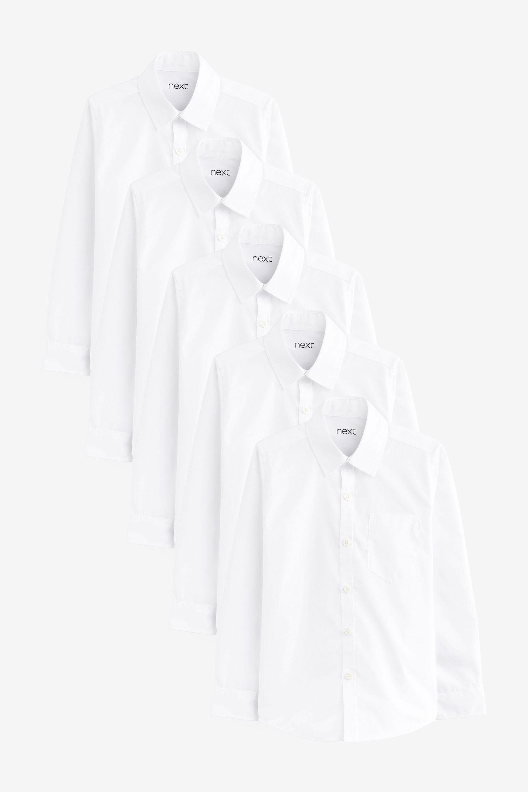 White 5 Pack Long Sleeve School Shirts (3-17yrs)