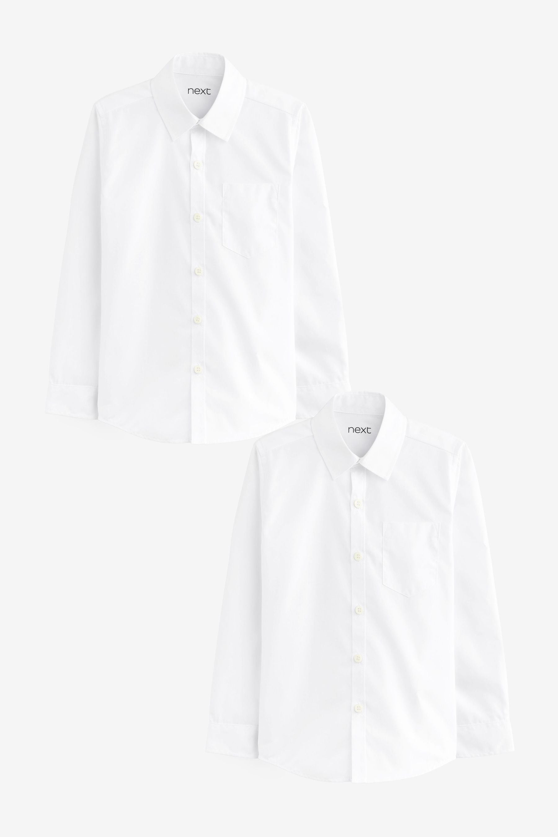 White 2 Pack Long Sleeve School Shirts (3-17yrs)