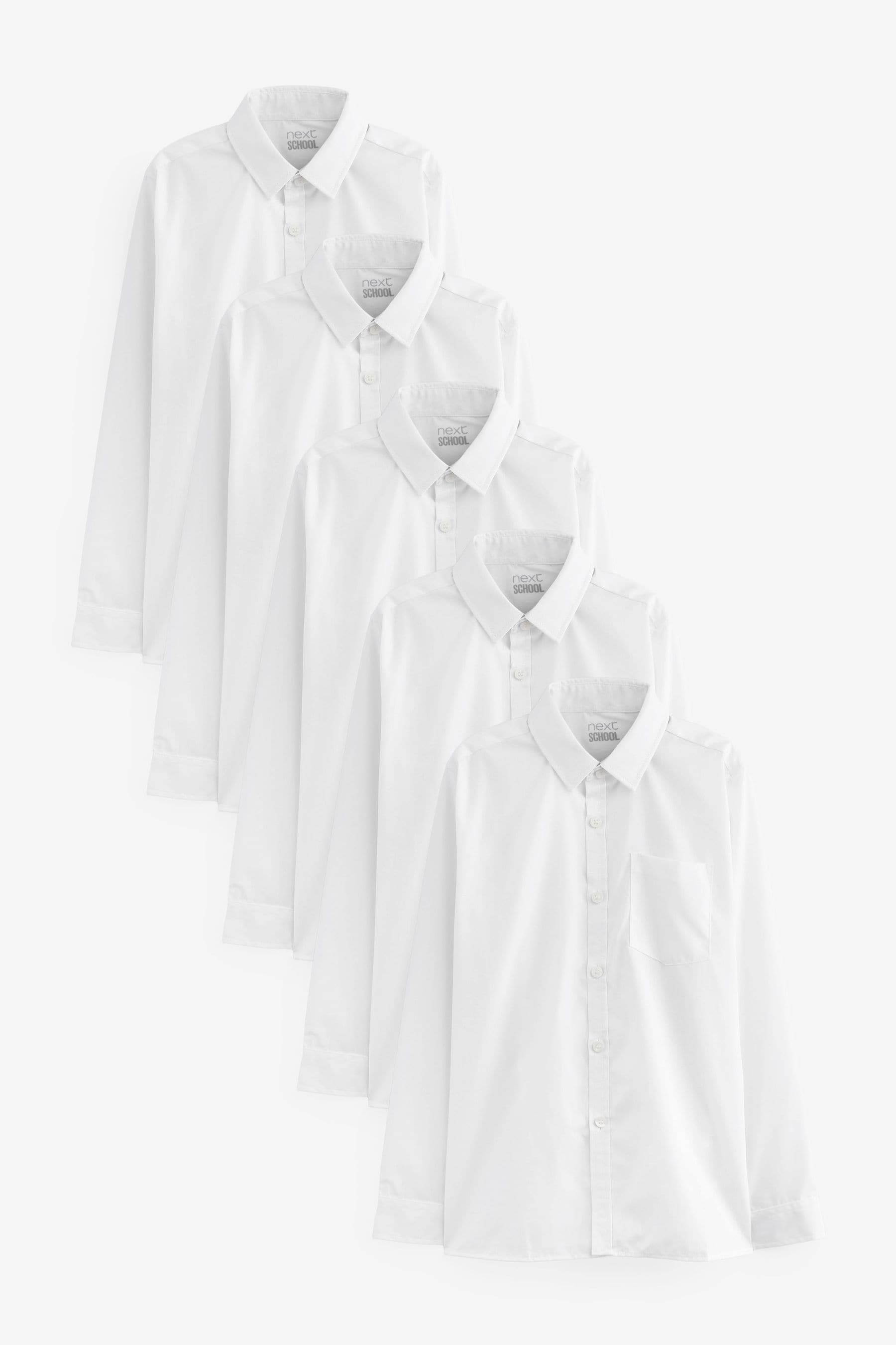 White 5 Pack Long Sleeve School Shirts (3-17yrs)