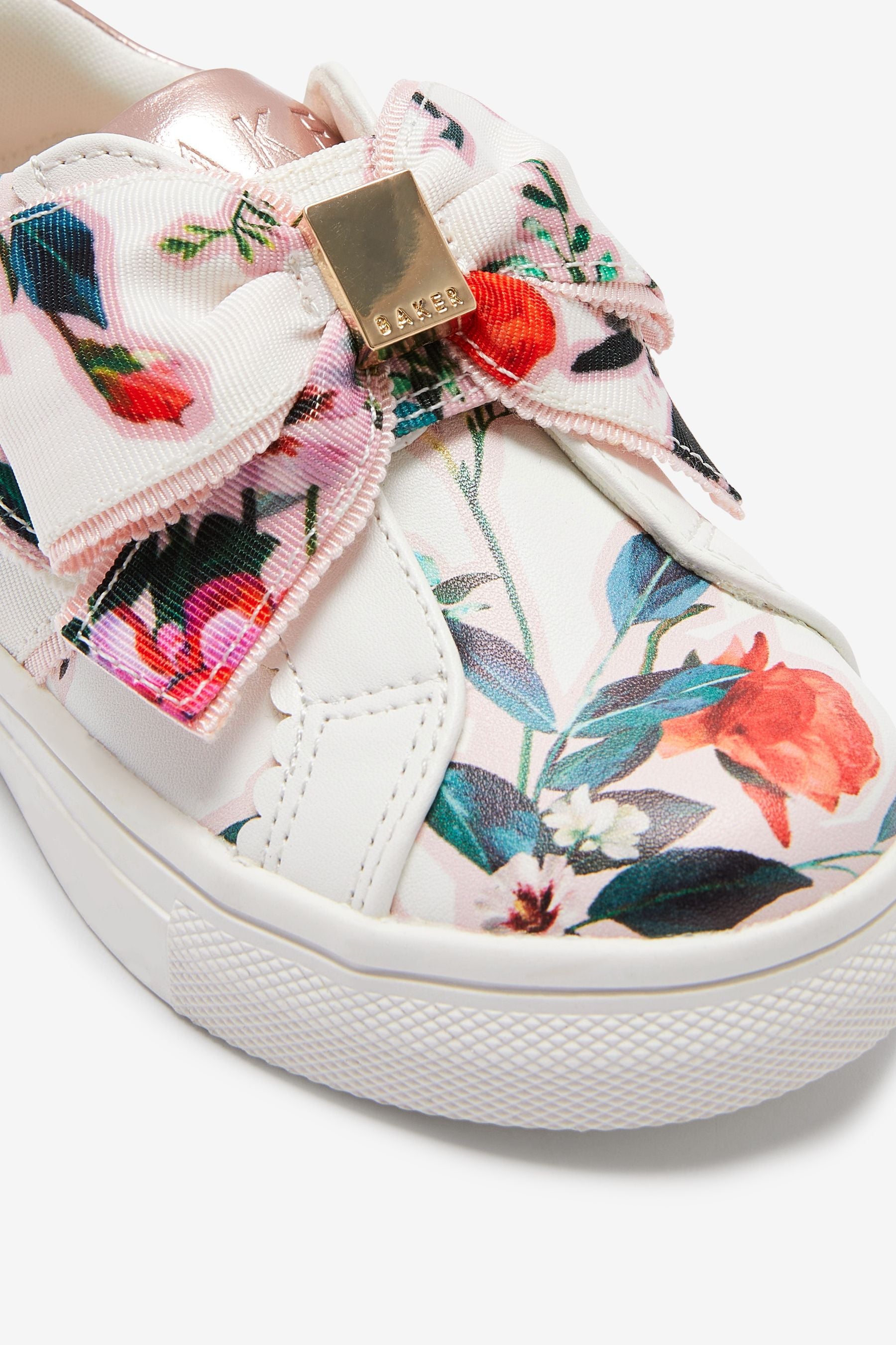 White Baker by Ted Baker White Floral Bow Trainers