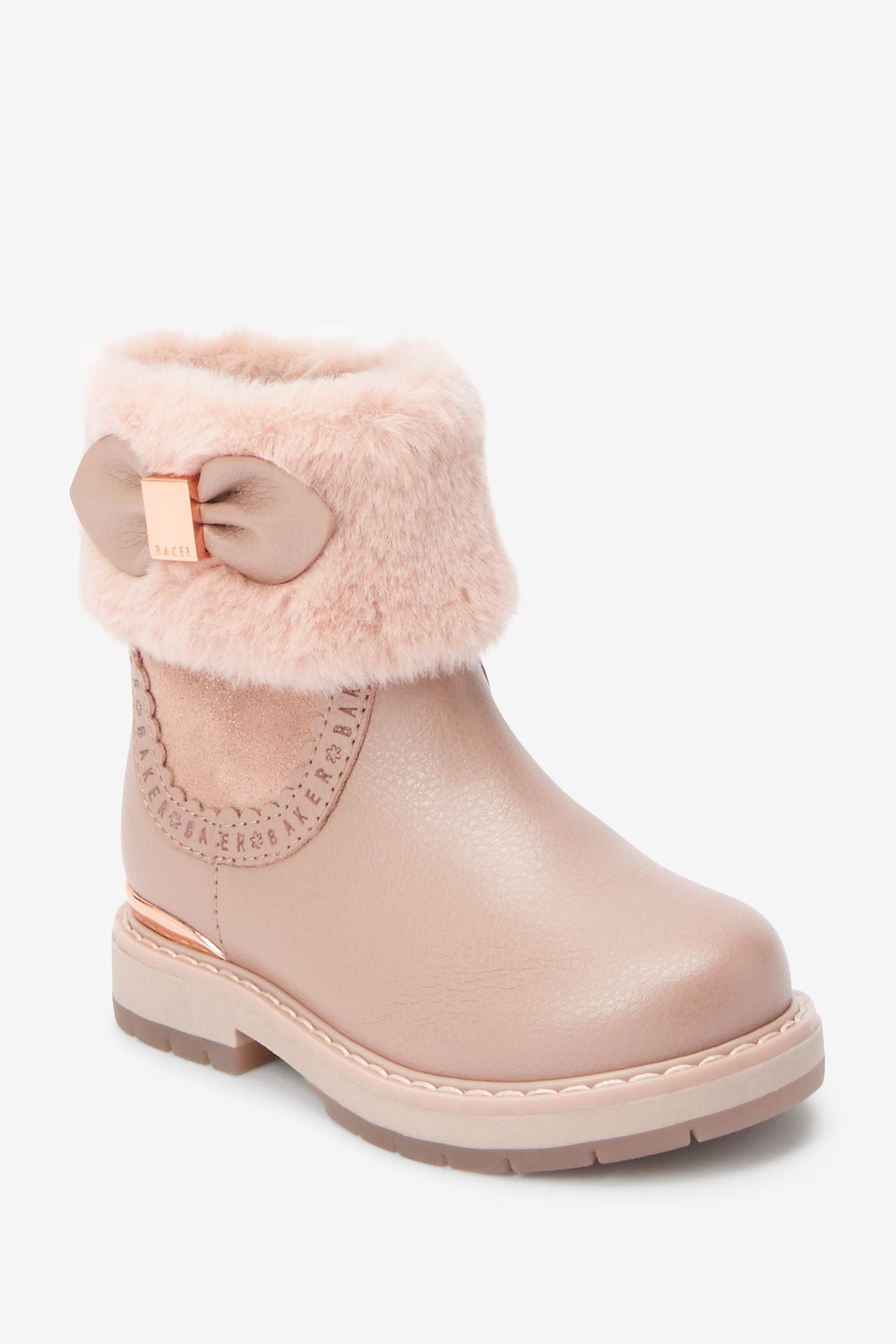 Pale Pink Baker by Ted Baker Pink Fur Cuff Boots