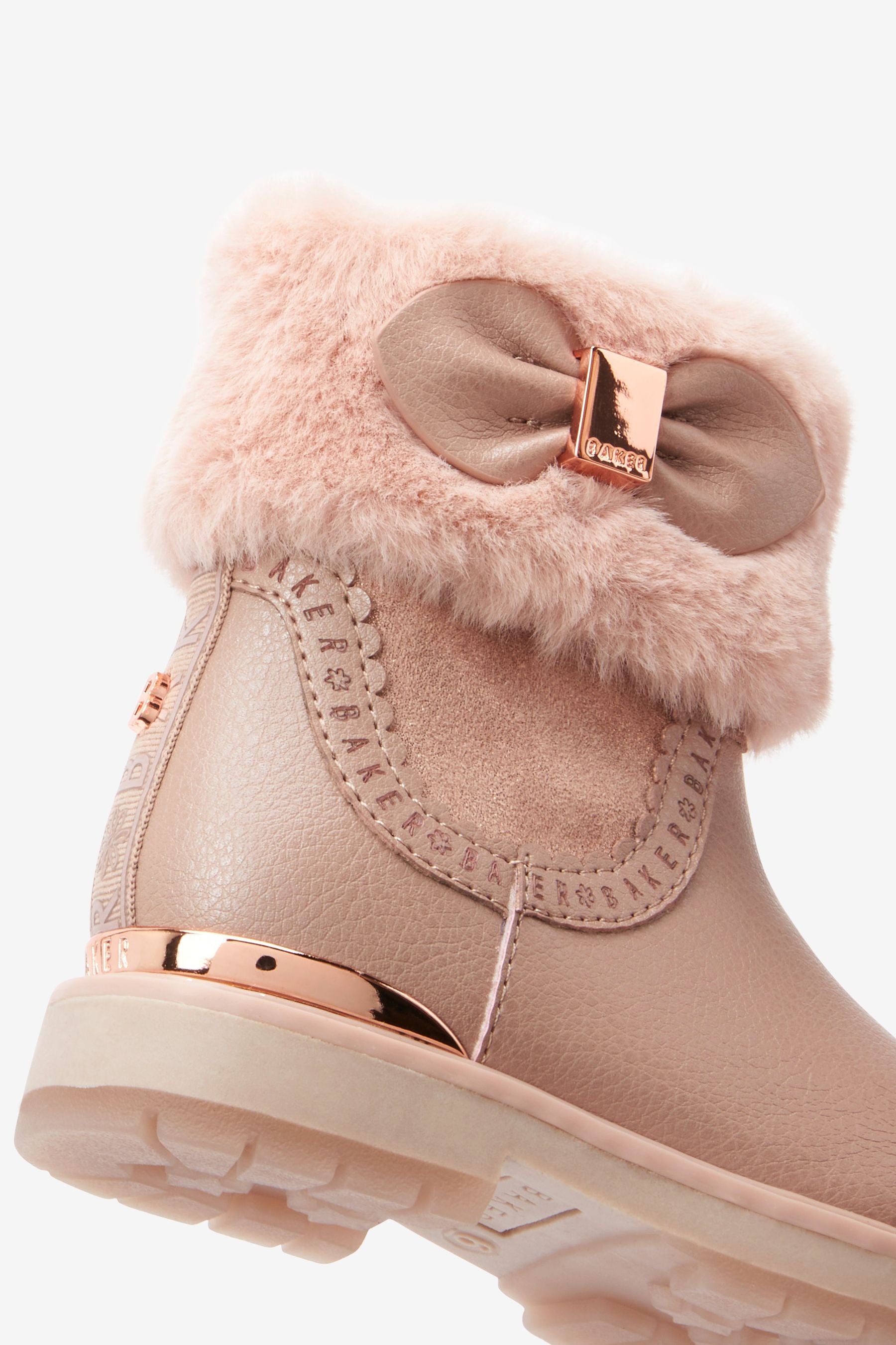 Pale Pink Baker by Ted Baker Pink Fur Cuff Boots