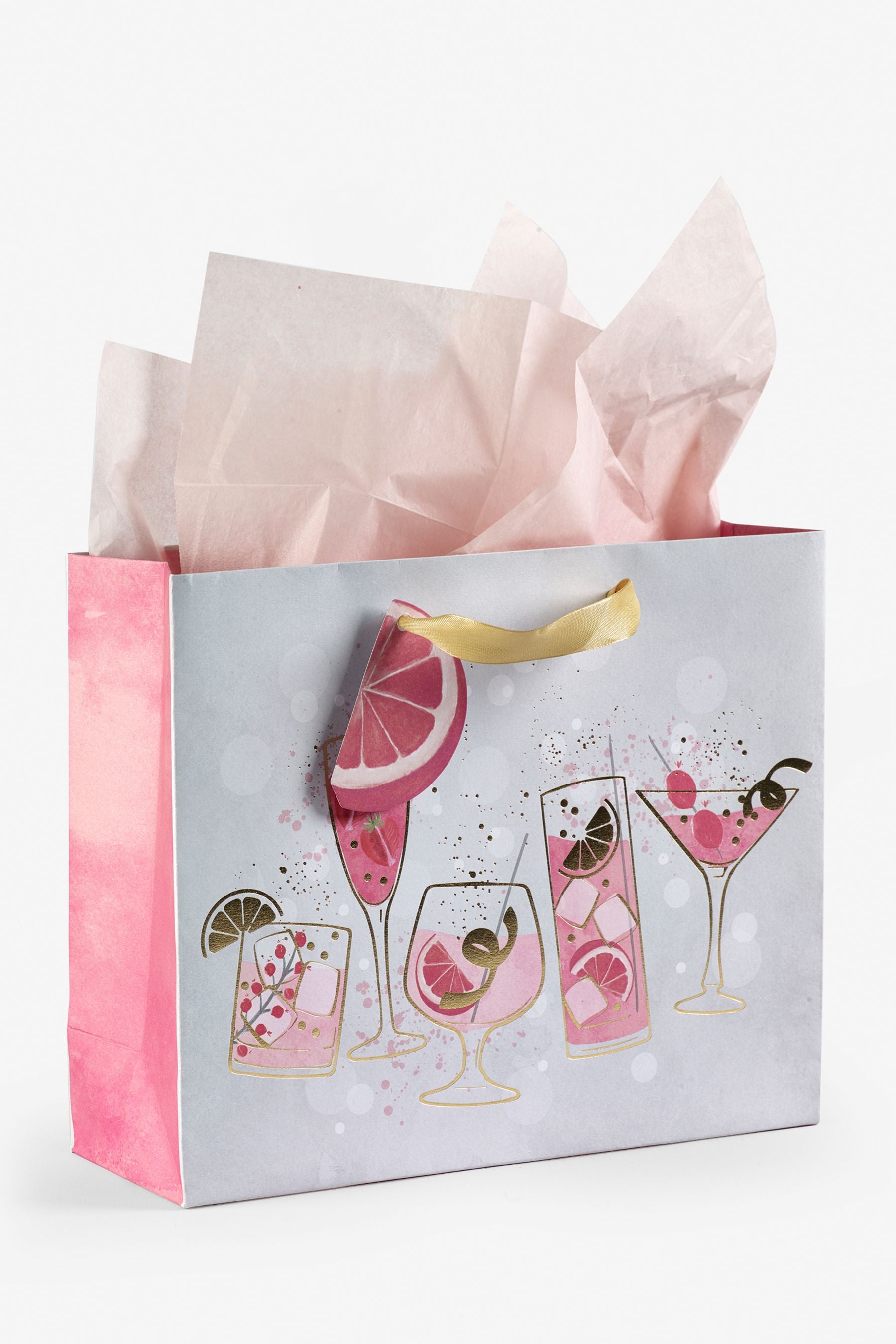 Set of 2 Pink/Grey Medium Gift Bags