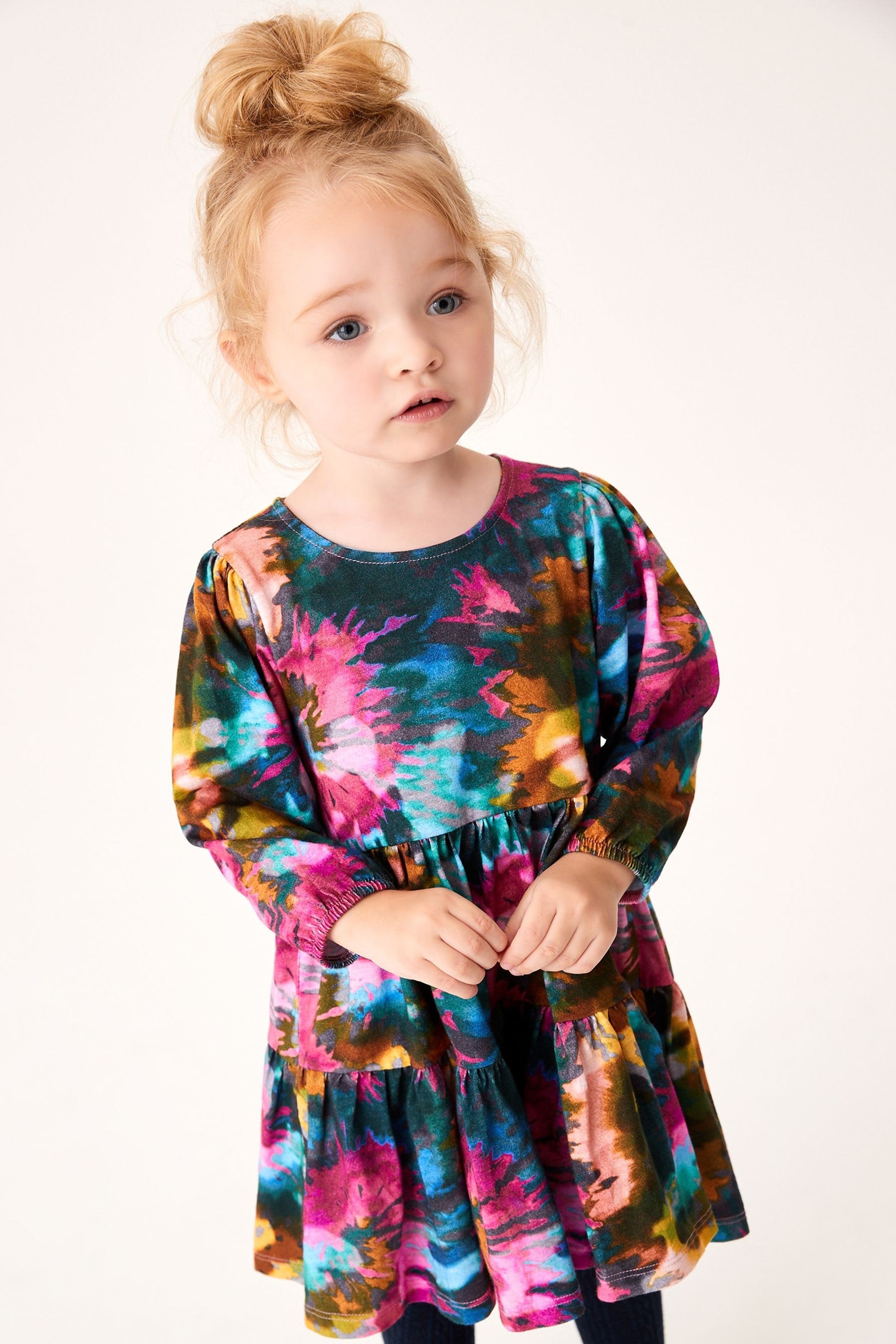 Blue/Pink Tie Dye Jersey Tier Dress (3mths-7yrs)