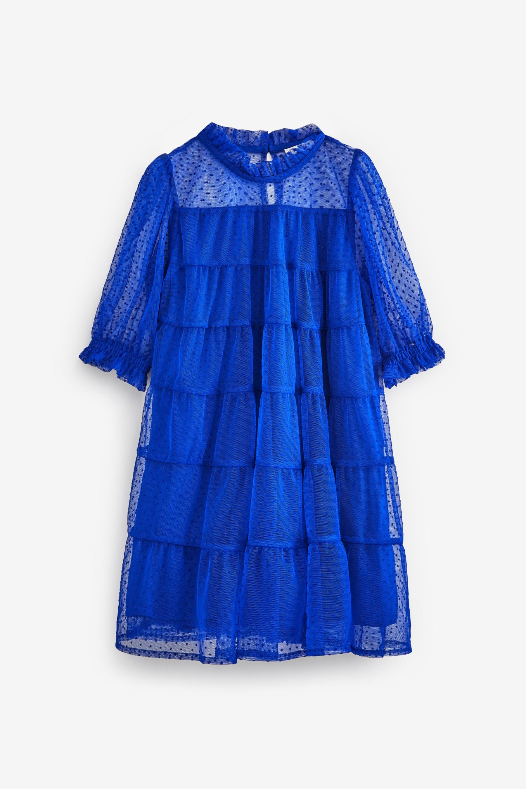 Cobalt Blue Tiered Mesh Dress (3-16yrs)