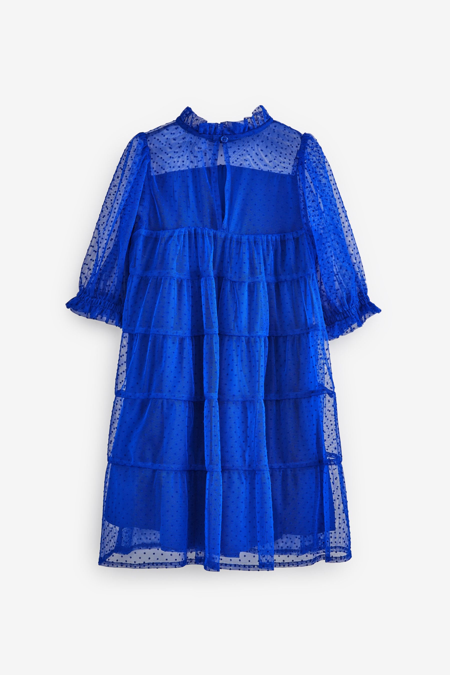 Cobalt Blue Tiered Mesh Dress (3-16yrs)