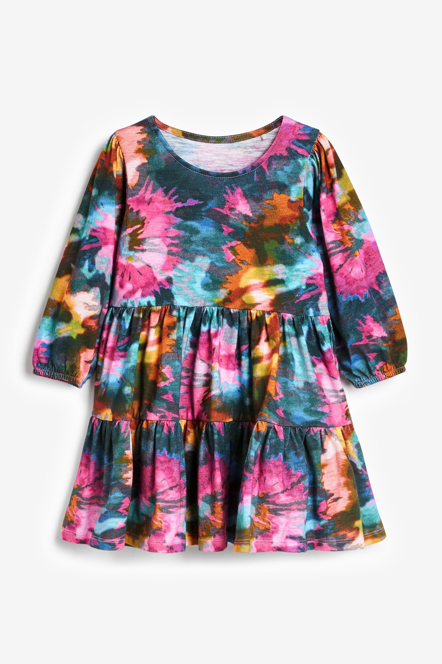 Blue/Pink Tie Dye Jersey Tier Dress (3mths-7yrs)