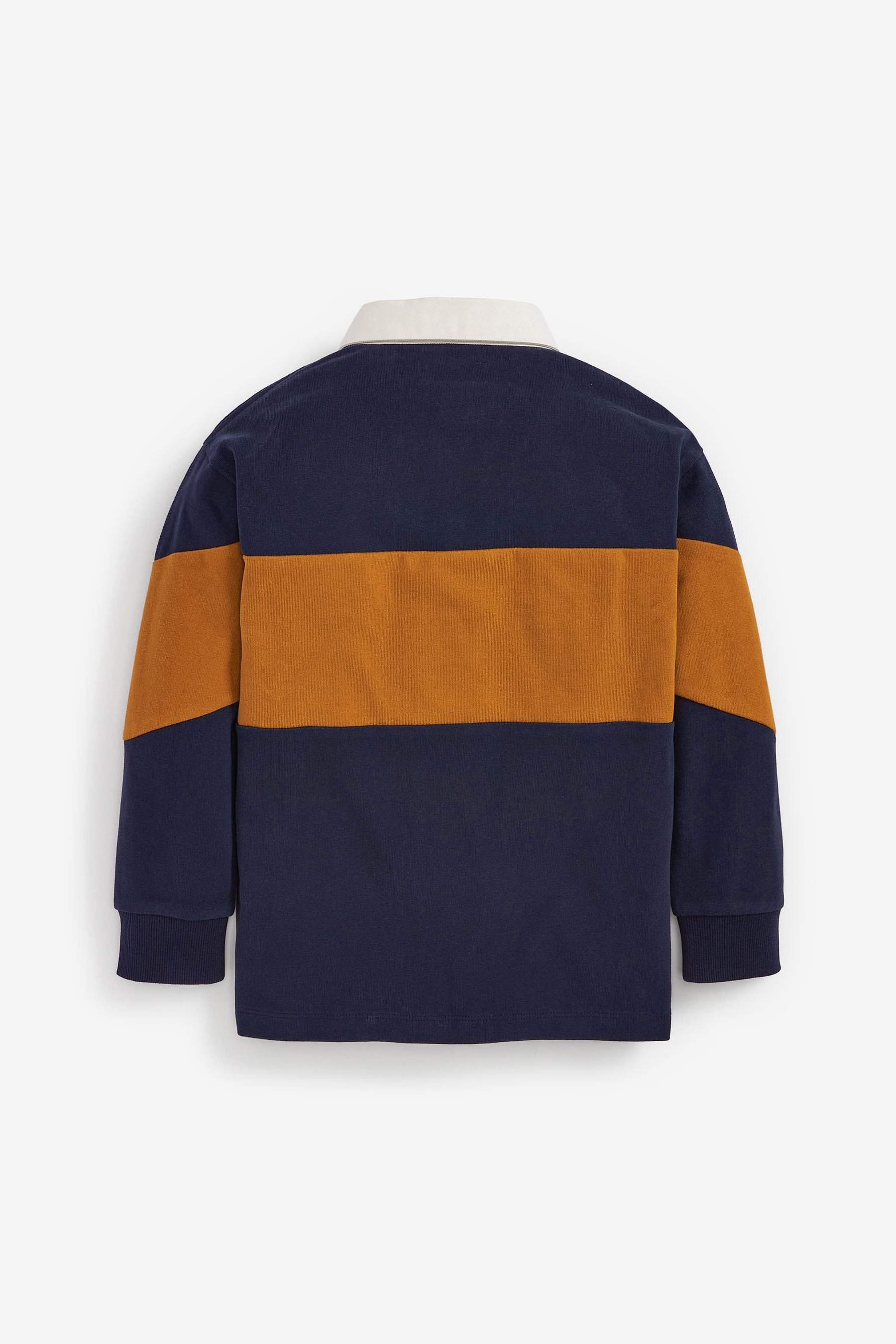 Navy Blue/Tan Colourblock Long Sleeve Rugby Shirt (3-16yrs)