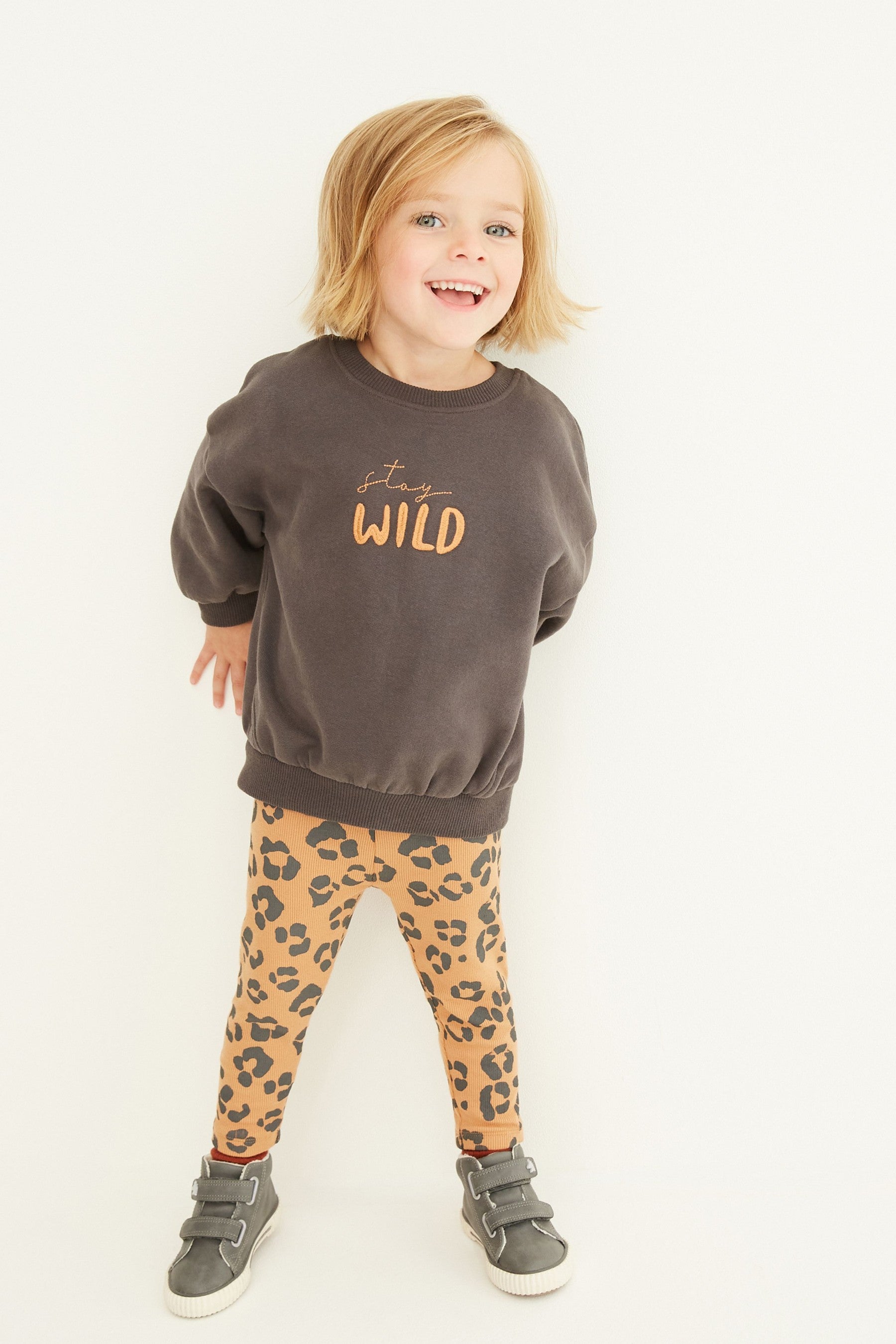 Charcoal Animal Sweatshirt And Leggings Set (3mths-7yrs)