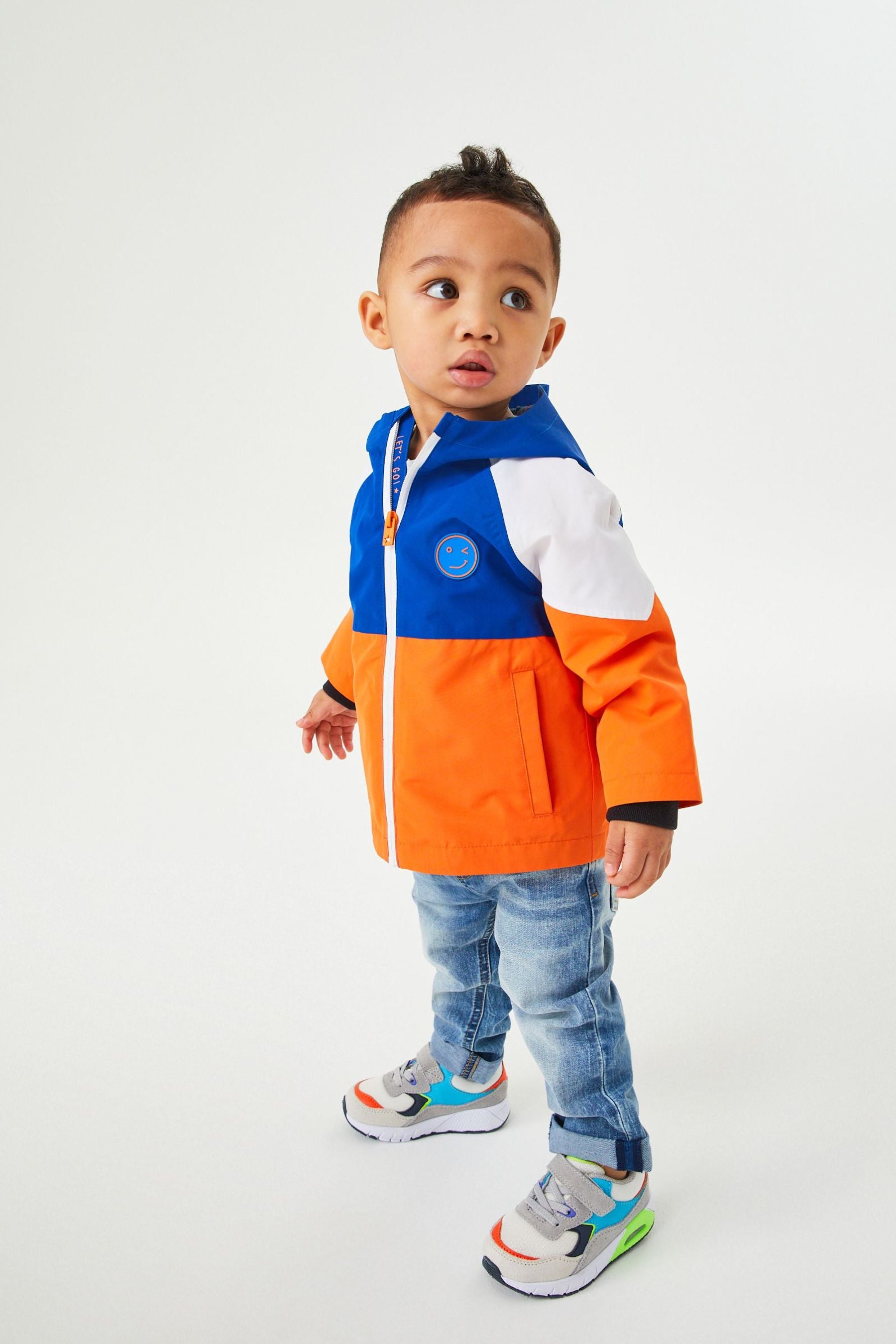 Orange/Blue Colourblock Waterproof Jacket (3mths-7yrs)