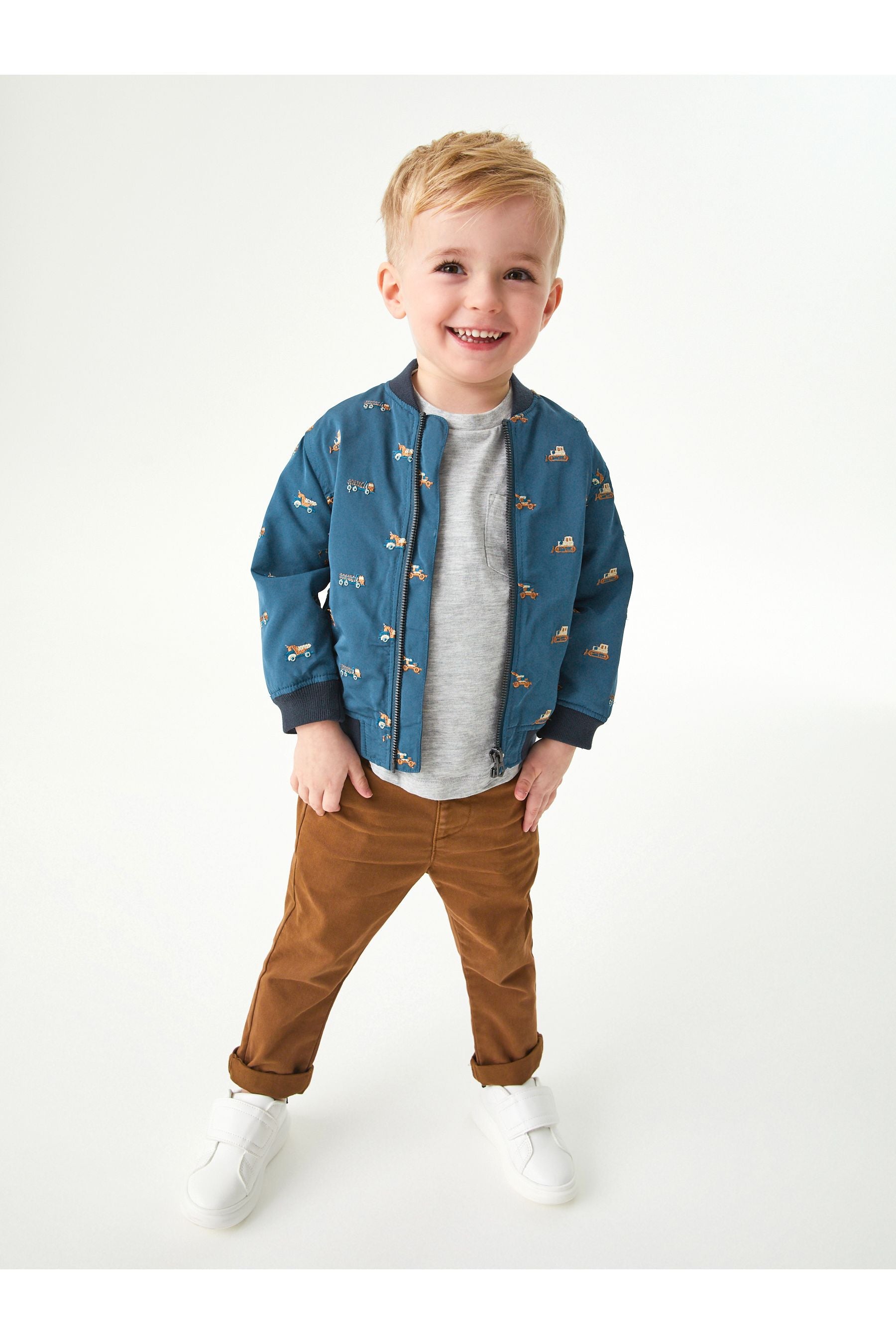 Blue Embroidered Harrington Jacket (3mths-7yrs)