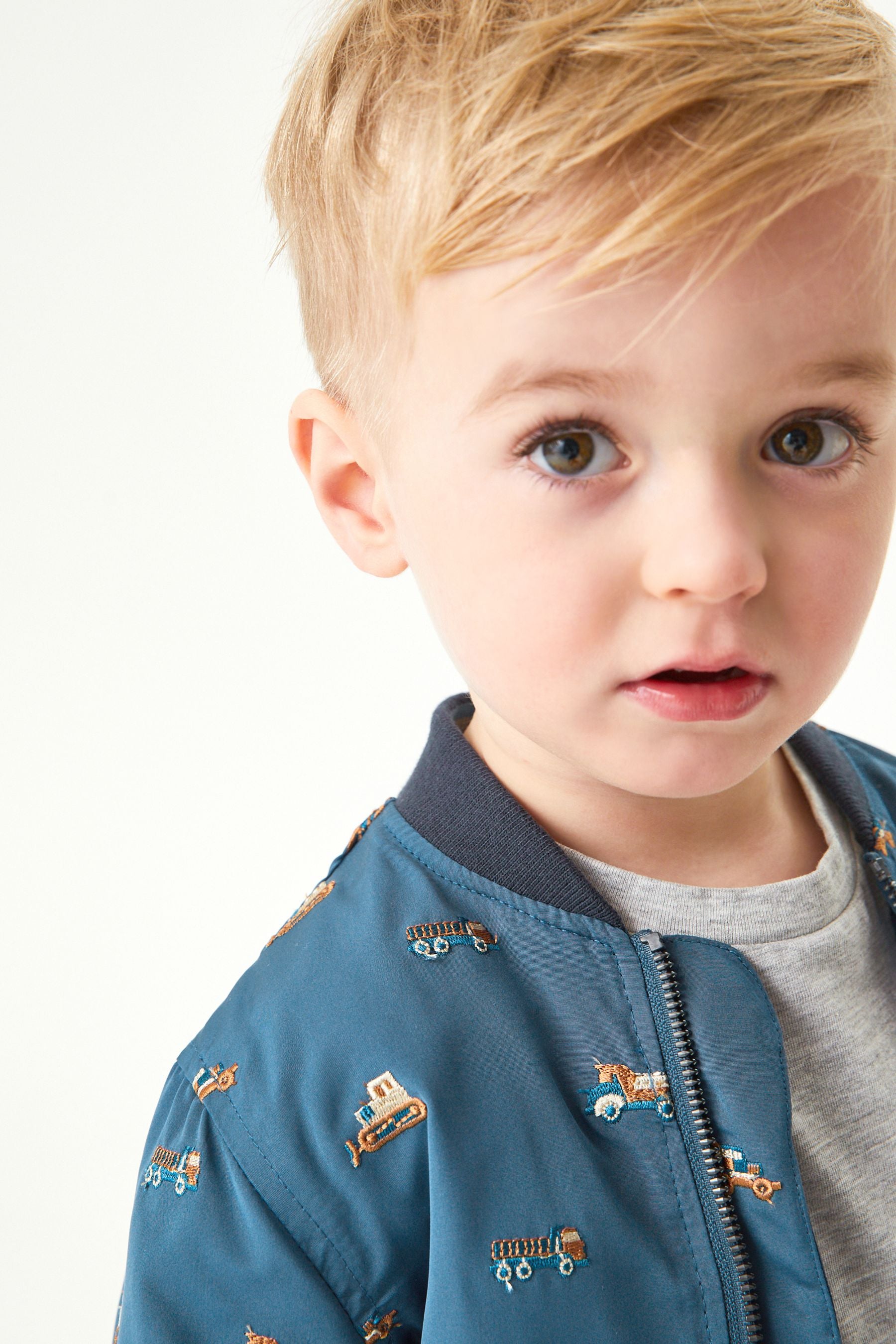 Blue Embroidered Harrington Jacket (3mths-7yrs)