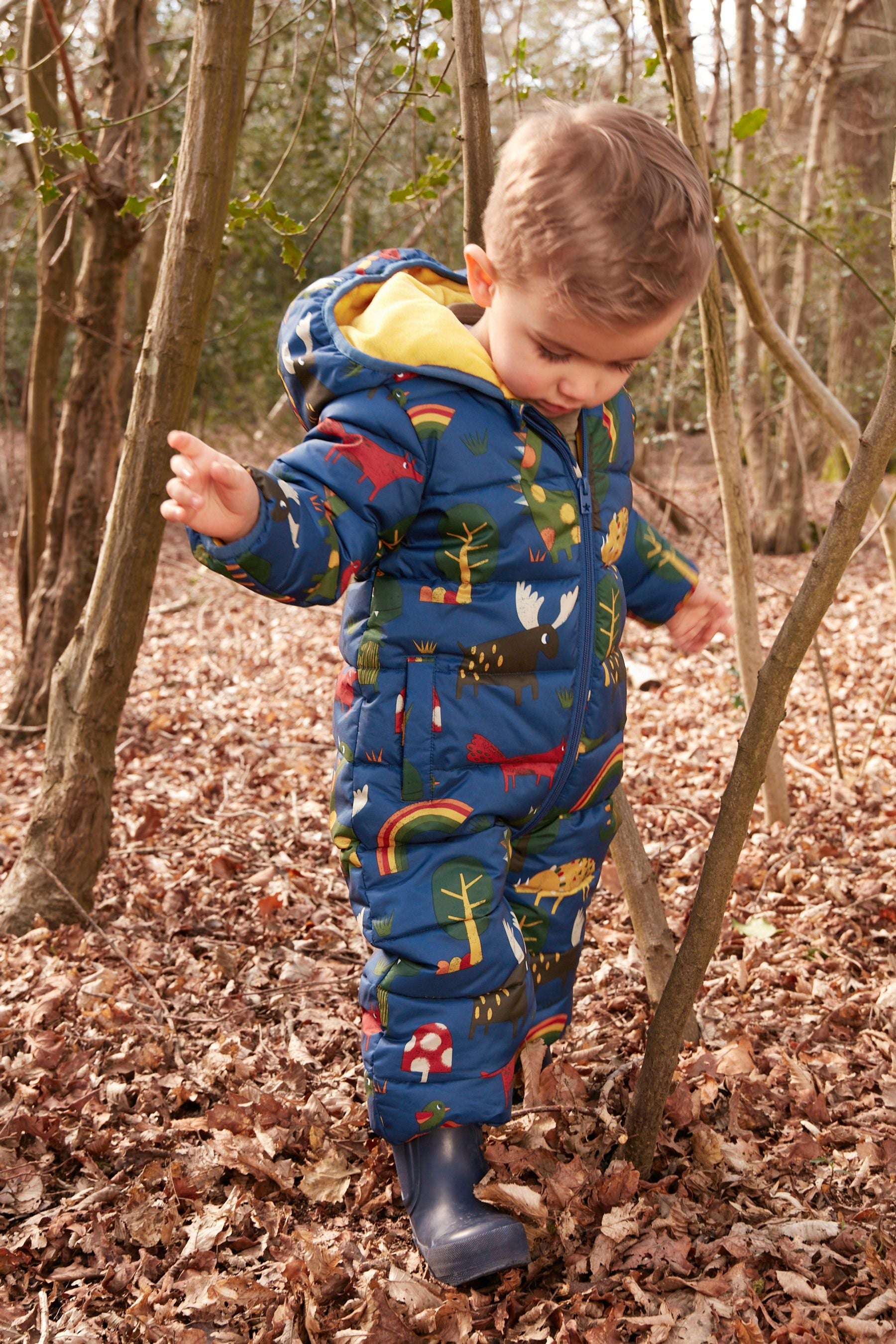 Blue Woodland Print Snowsuit (3mths-7yrs)