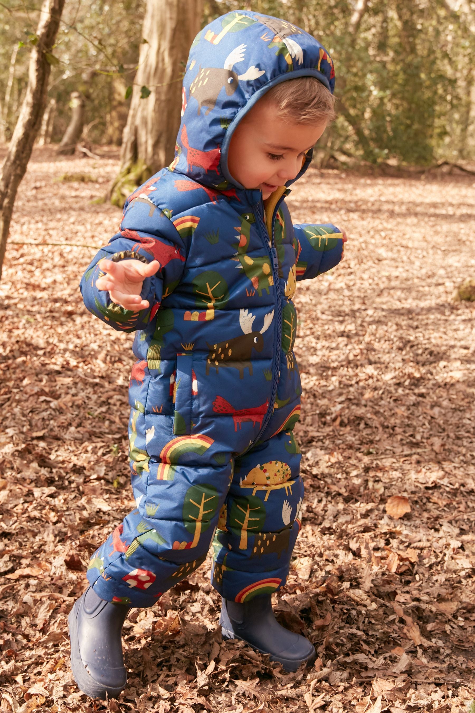 Blue Woodland Print Snowsuit (3mths-7yrs)