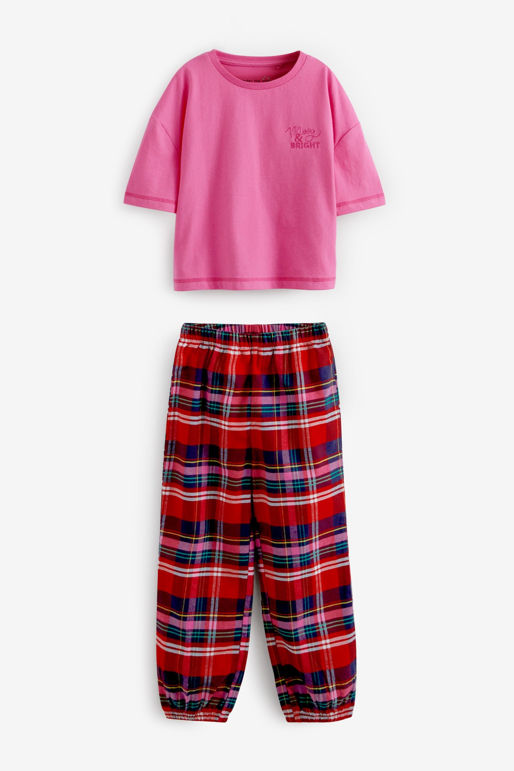 Red/Pink 1 Pack Check Pyjamas Joggers (3-16yrs)