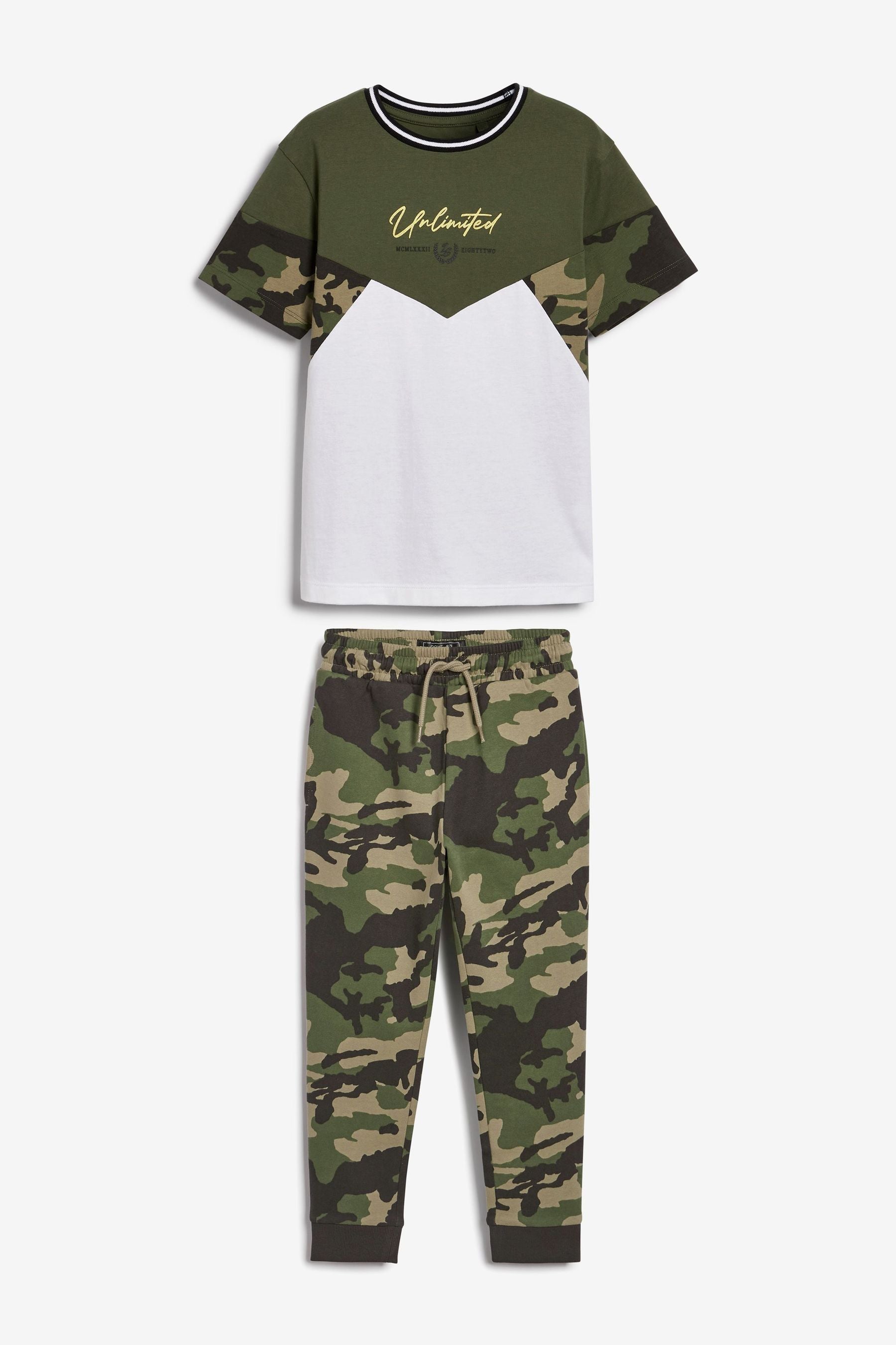 Camouflage Colourblock Jogger And T-Shirt Set (3-16yrs)