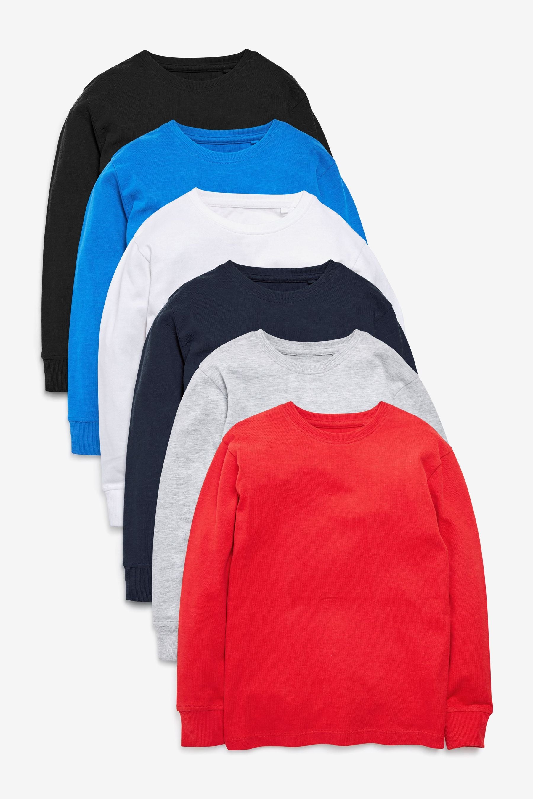 Core Basics 6 Pack Cosy Long Sleeve T-Shirts (3-16yrs)