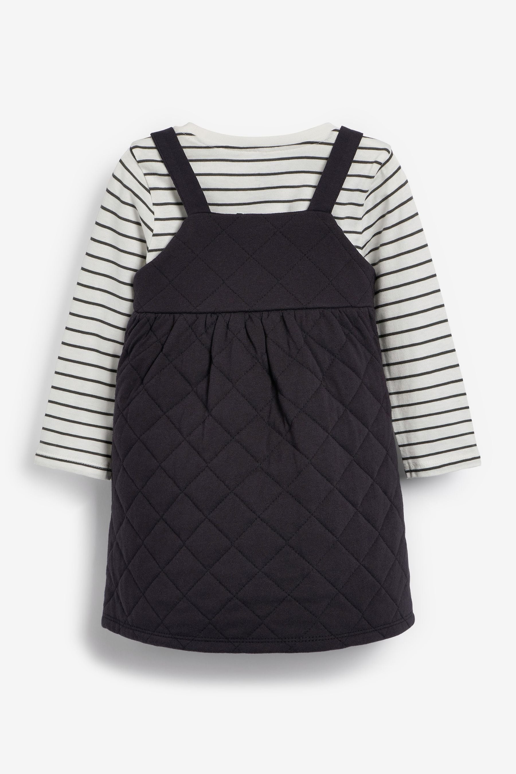 Charcoal Quilted Jersey T-Shirt And Pinafore 2 Piece Set (3mths-7yrs)