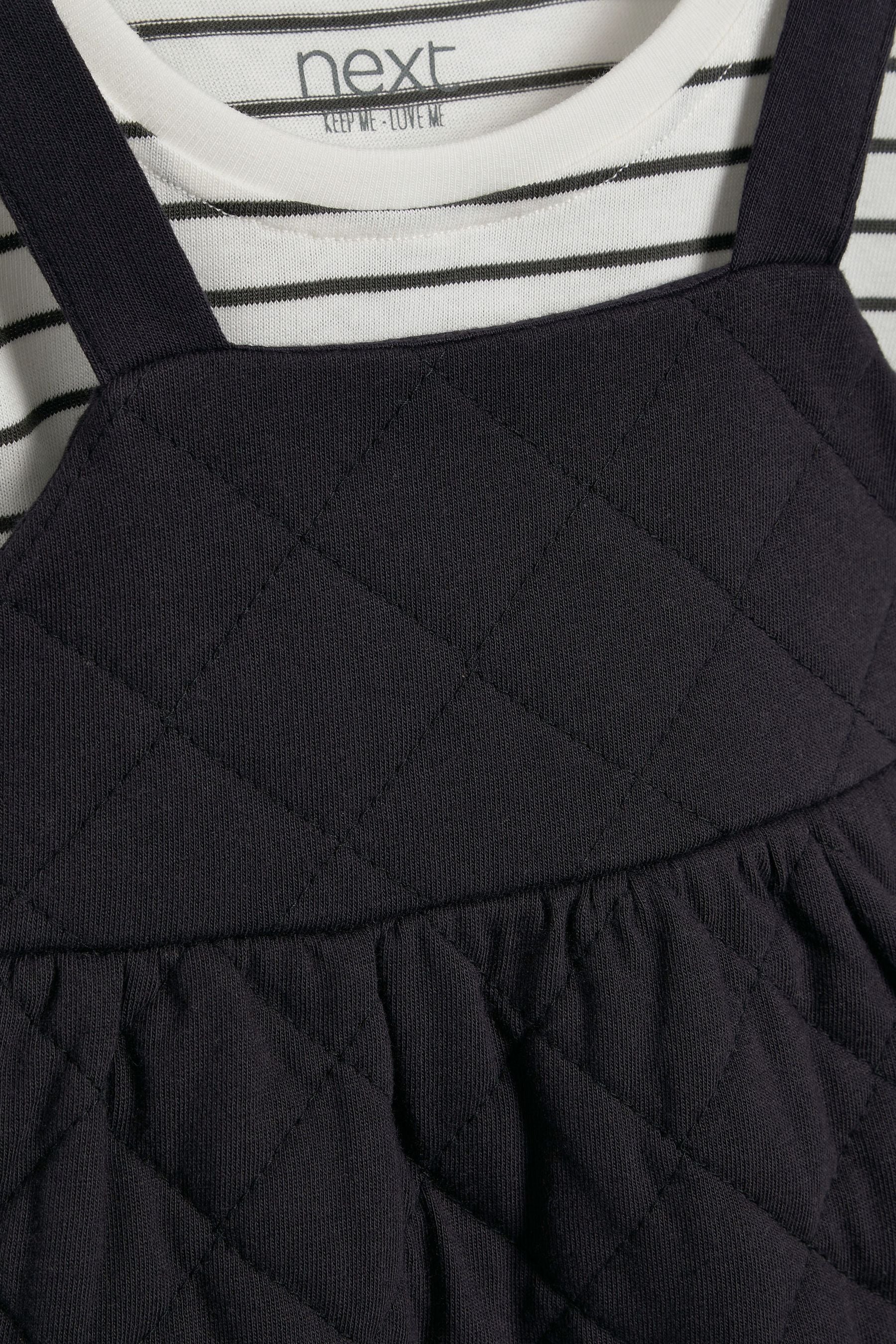 Charcoal Quilted Jersey T-Shirt And Pinafore 2 Piece Set (3mths-7yrs)