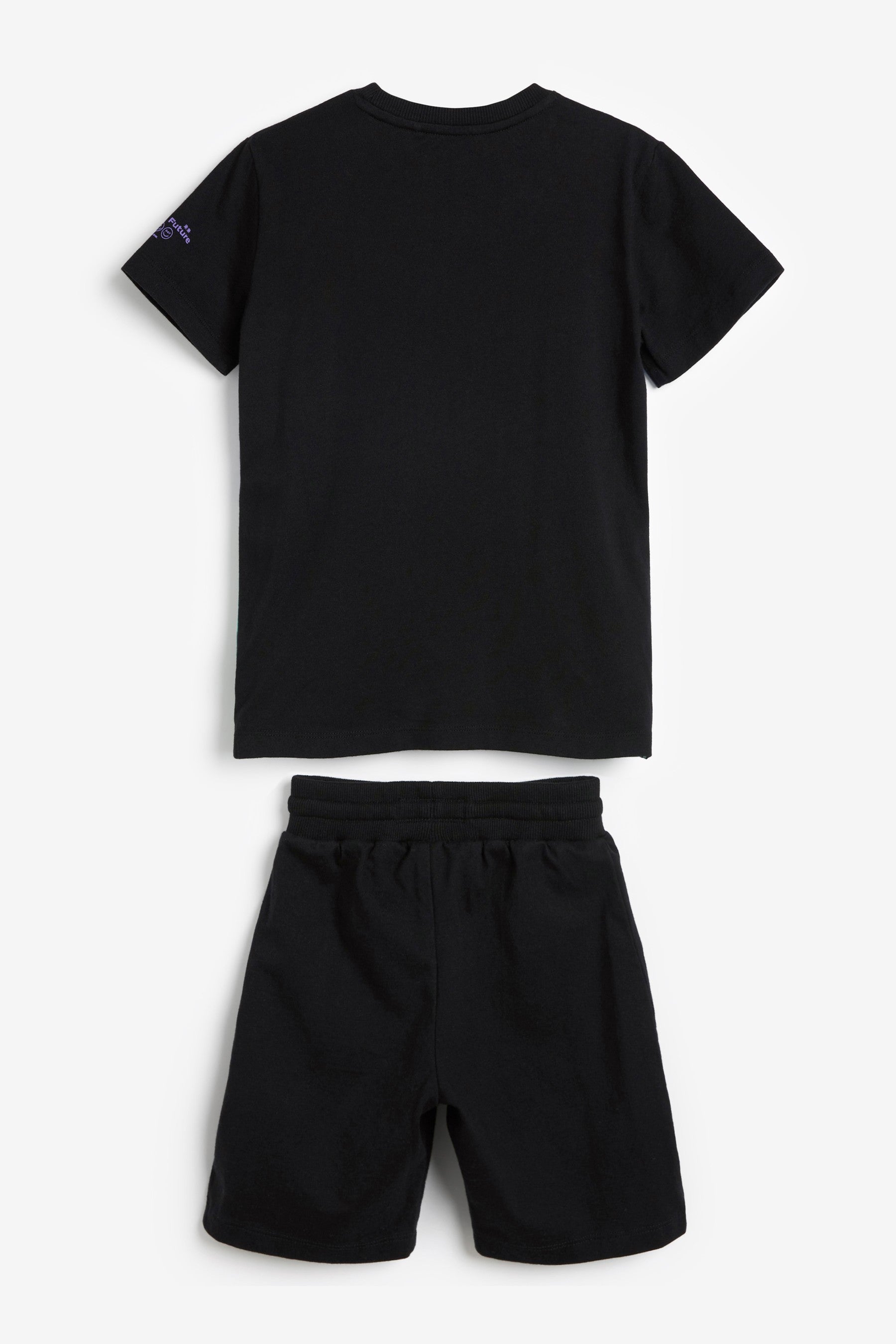 Black Bright Waves T-Shirt And Short Set (3-16yrs)