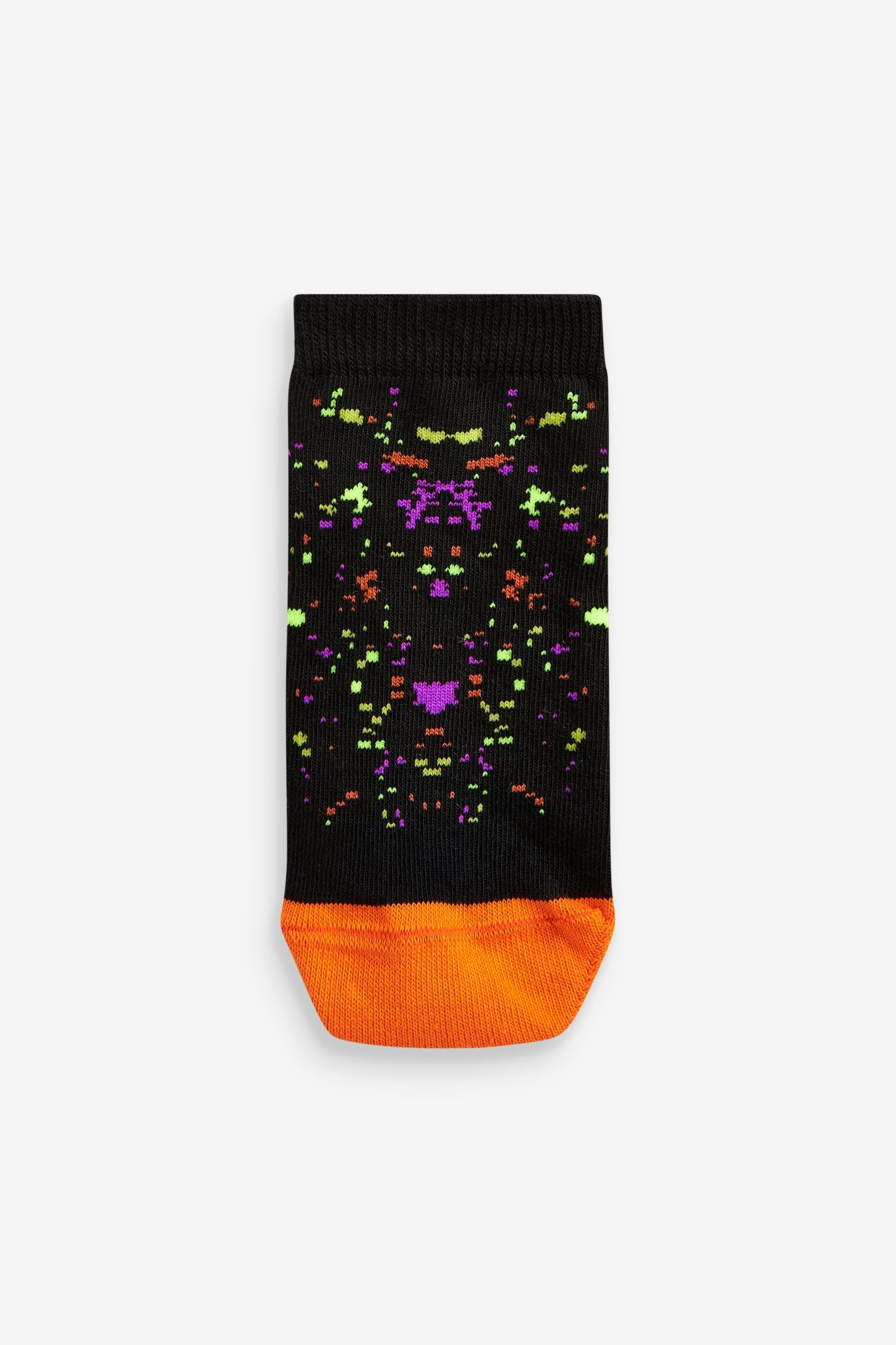 Black/Lime Splat Cotton Rich Trainer Socks 5 Pack