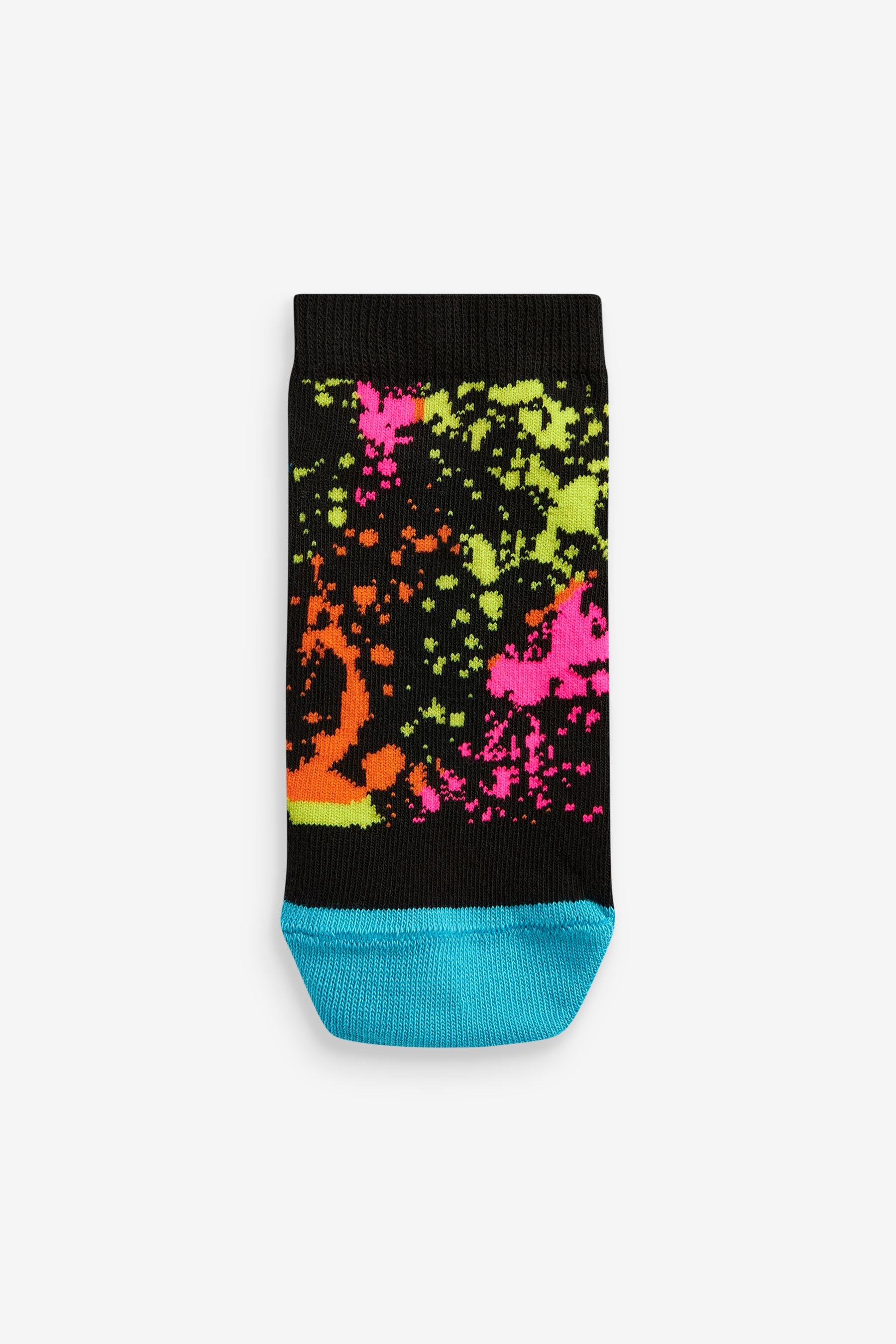 Black/Lime Splat Cotton Rich Trainer Socks 5 Pack