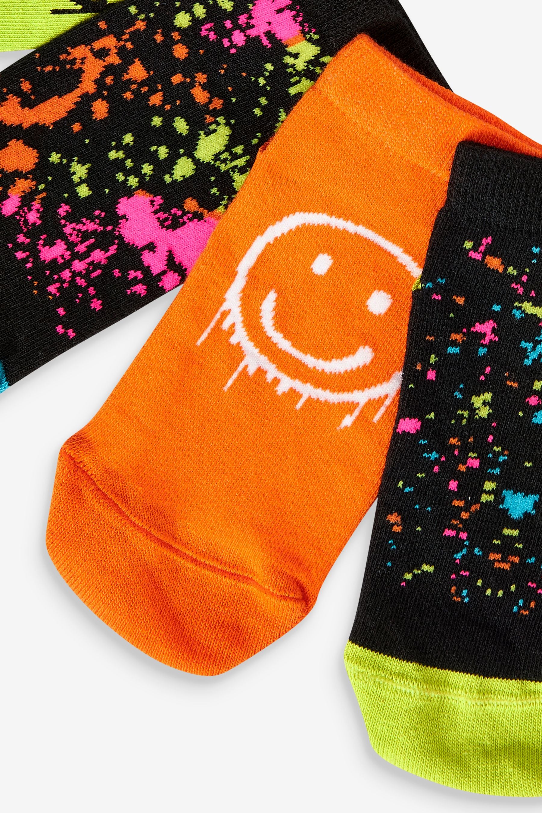 Black/Lime Splat Cotton Rich Trainer Socks 5 Pack