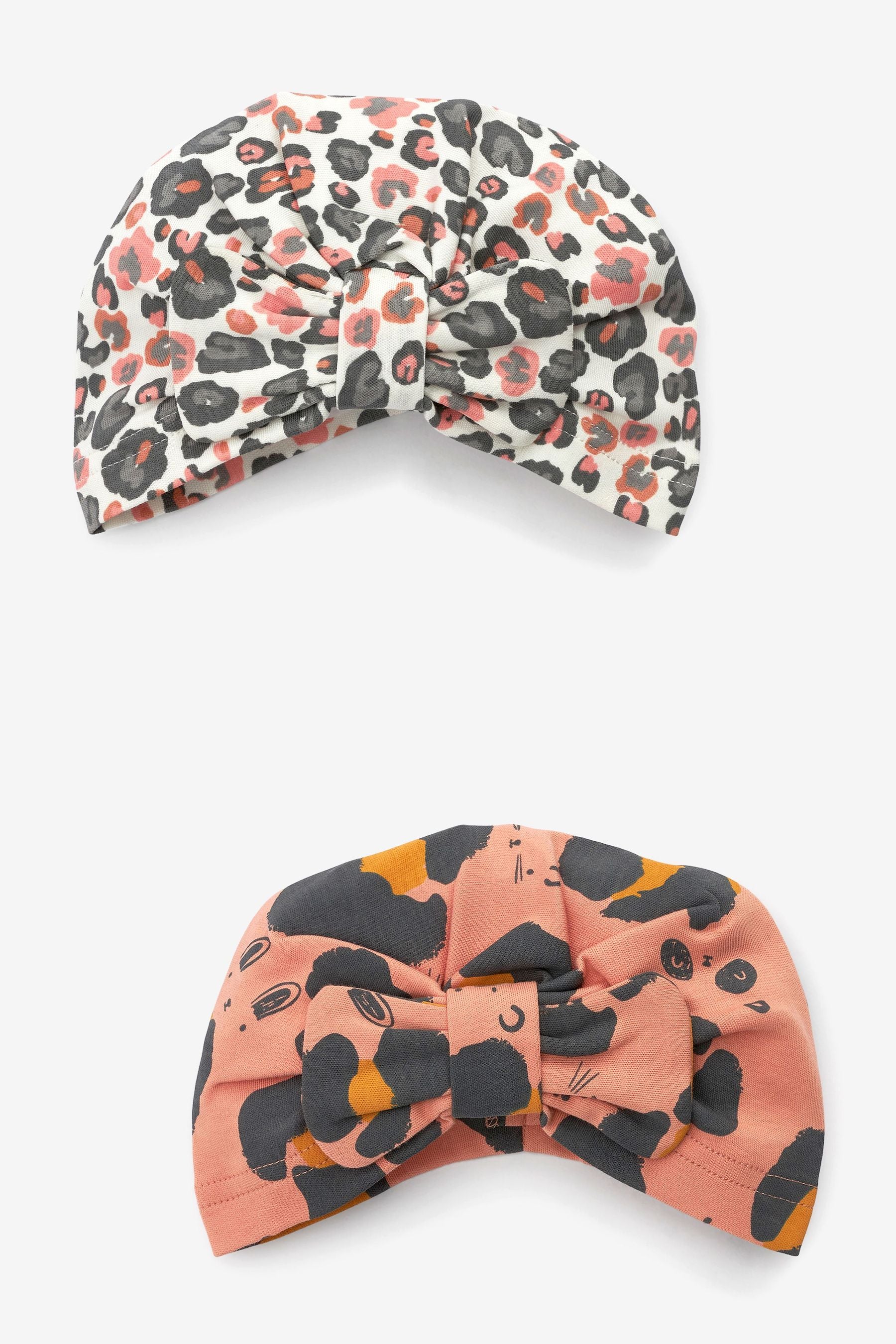 Animal Print Baby 2 Pack Turban Hats (0mths-2yrs)