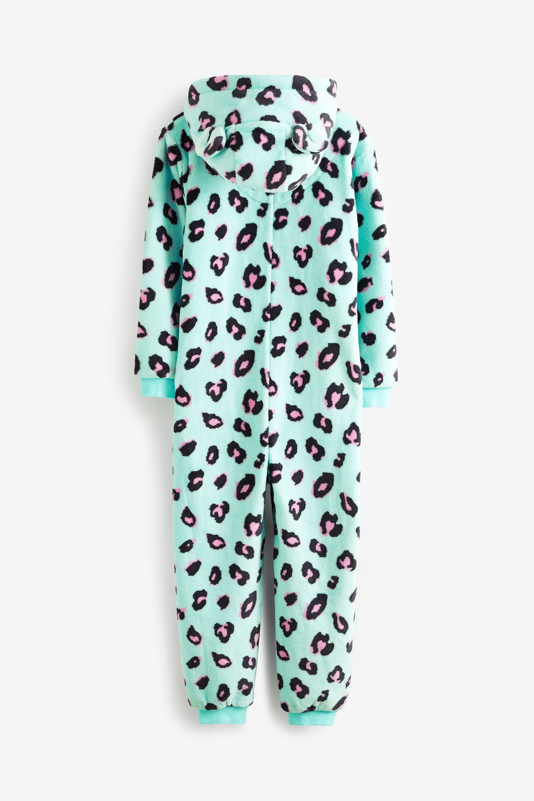 Turquoise Blue Leopard Animal Fleece all in one (3-16yrs)