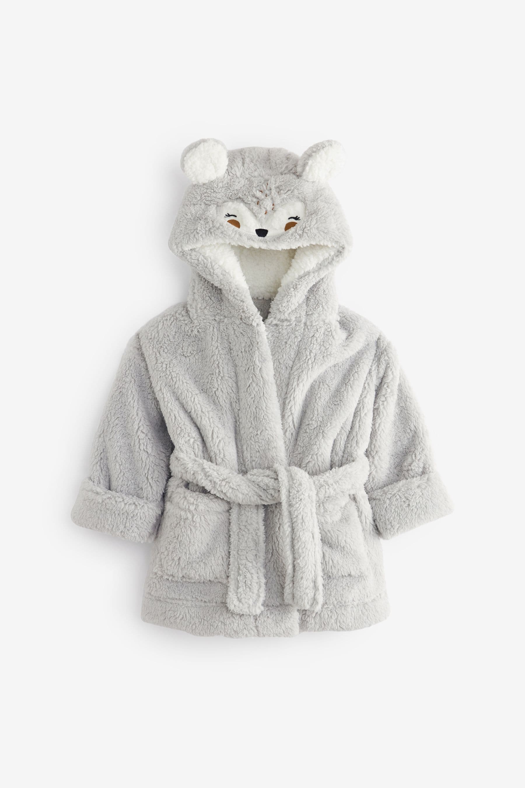 Grey Fox 3D Fox Borg Teddy Fleece Hooded Robe (9mths-16yrs)