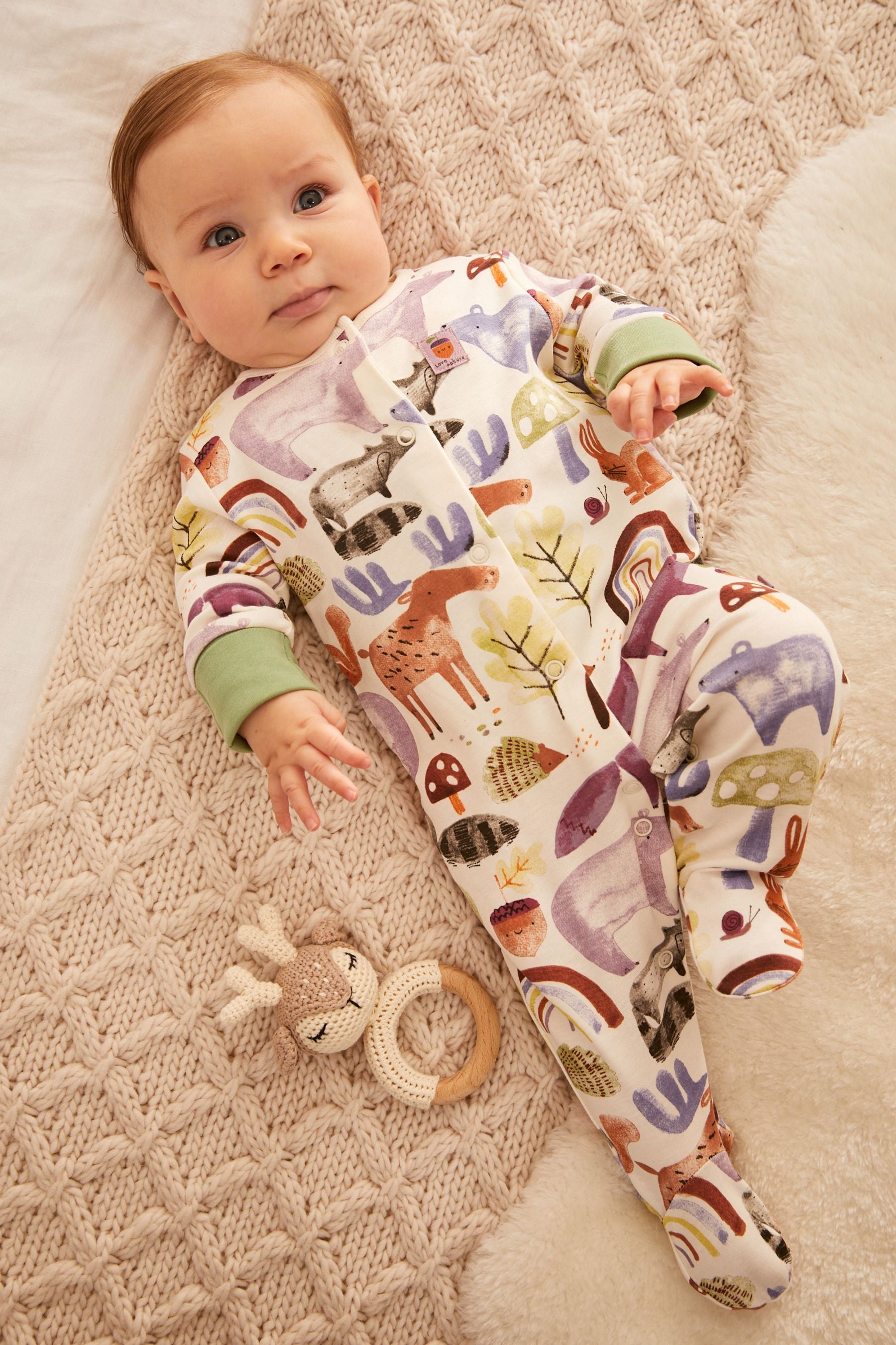 Green Stripe Woodland Sleepsuits 2 Pack (0mths-2yrs)