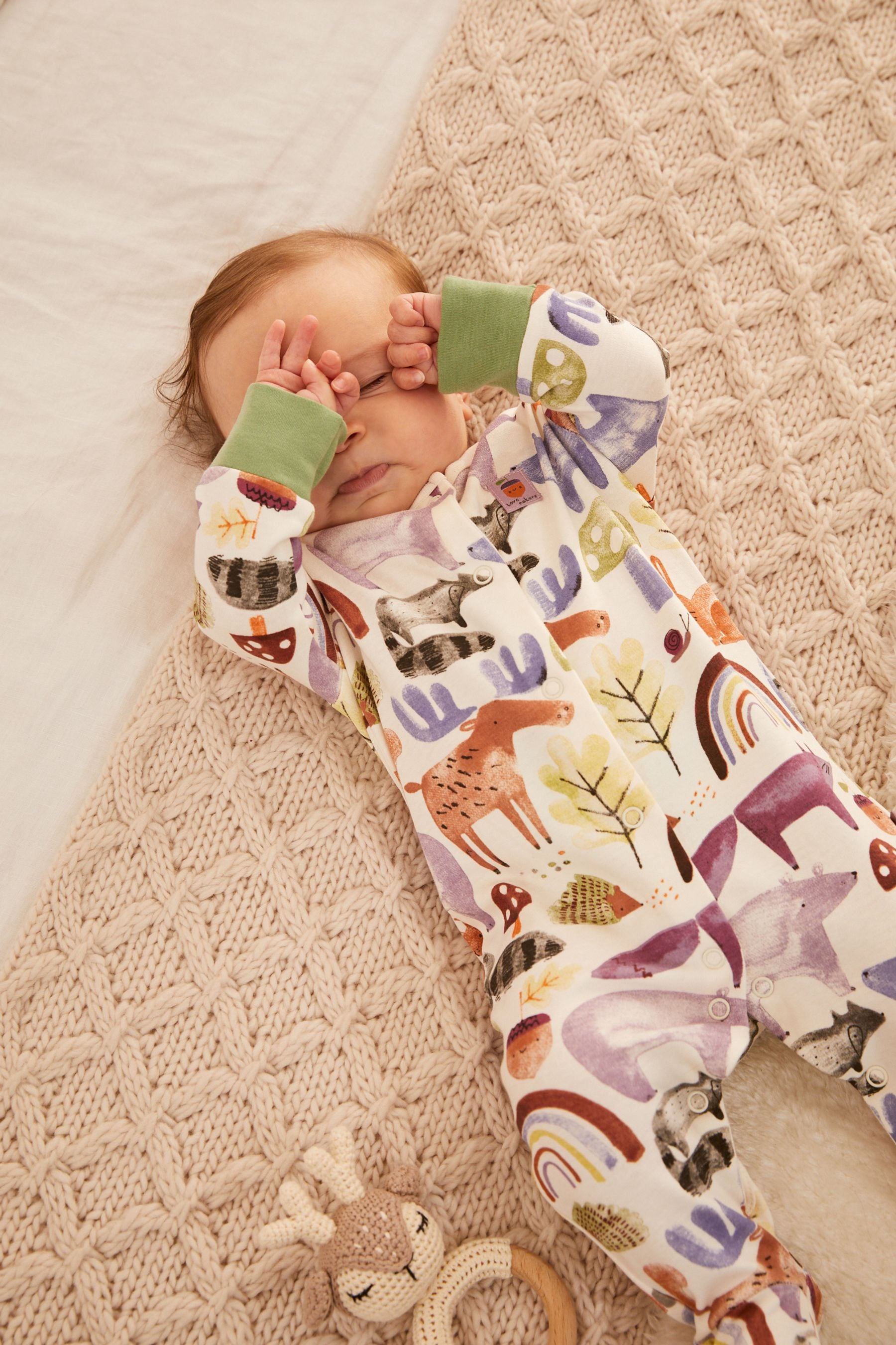 Green Stripe Woodland Sleepsuits 2 Pack (0mths-2yrs)