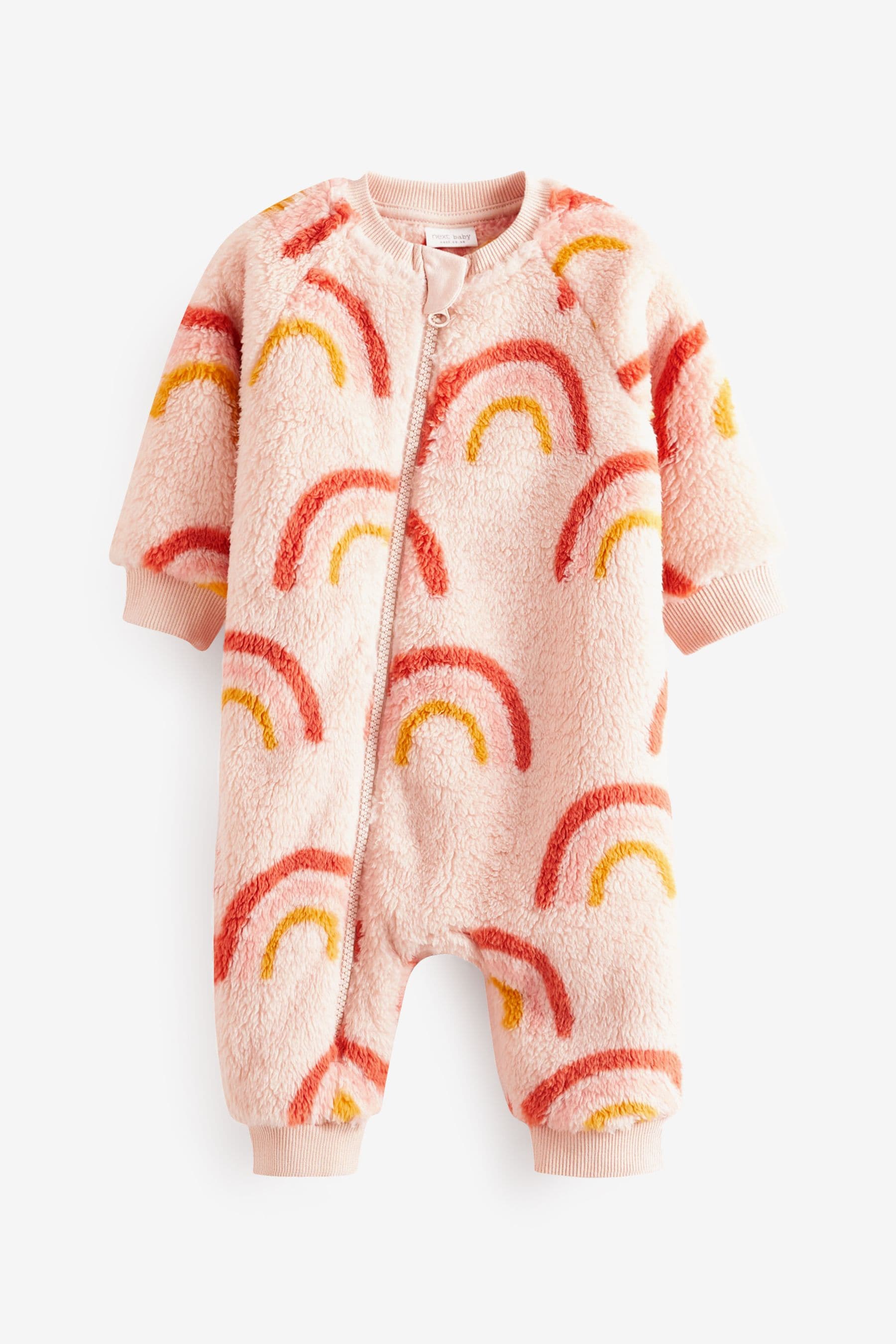 Rust Brown Rainbow Fleece Baby Sleepsuit