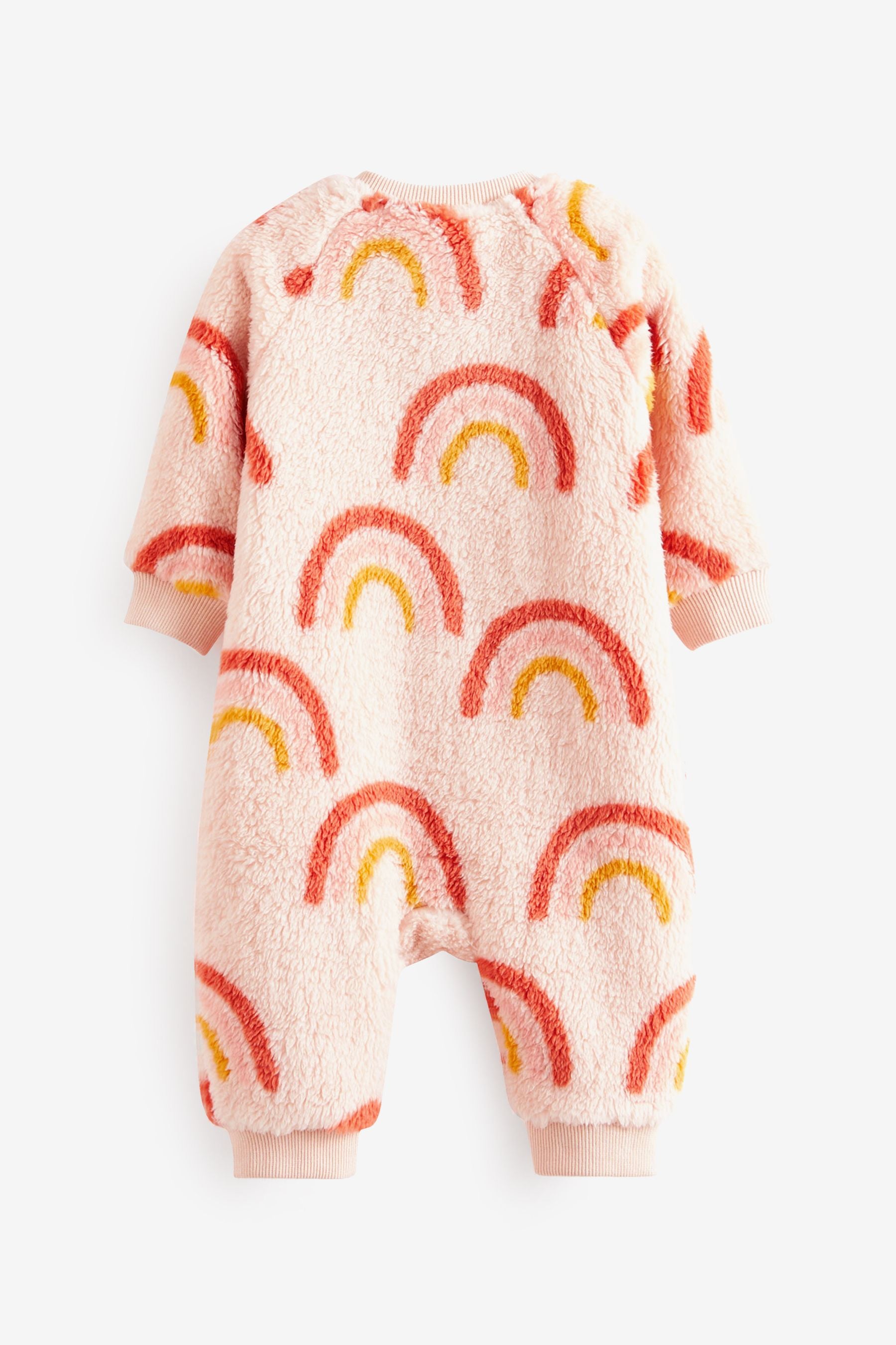 Rust Brown Rainbow Fleece Baby Sleepsuit