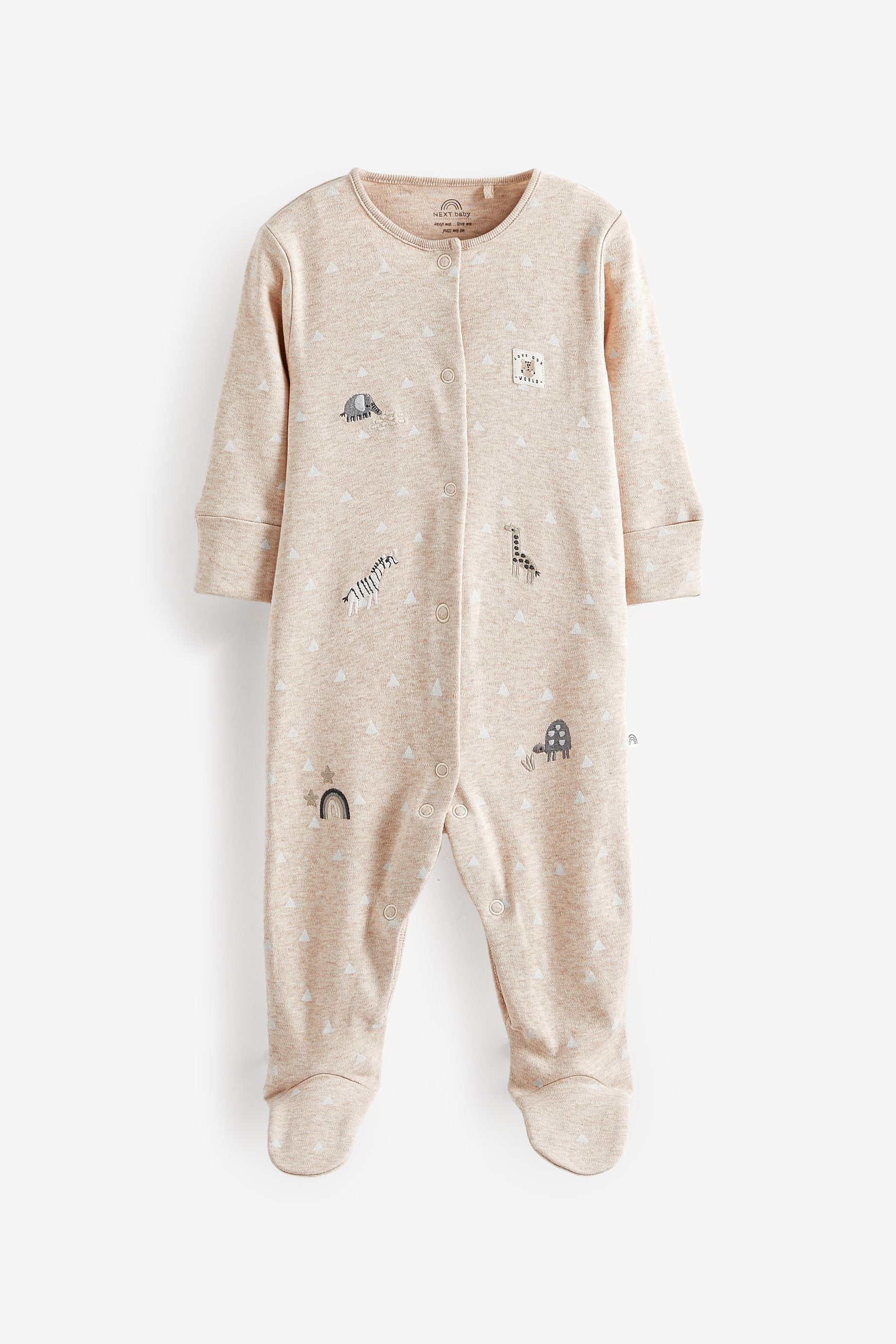 Cement Safari Animals Baby Sleepsuits 3 Pack (0-2yrs)