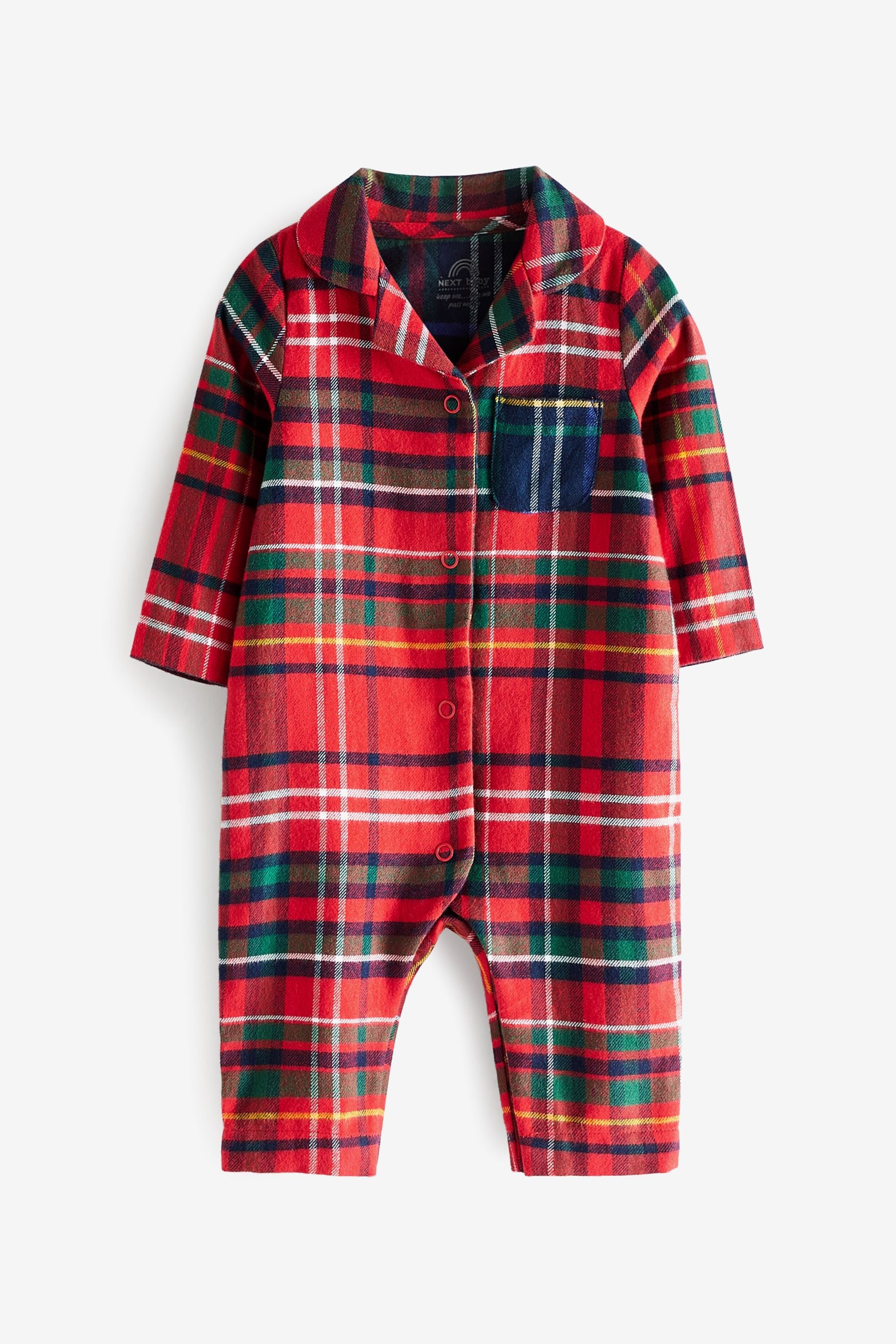 Red Baby Matching Family Christmas Check Sleepsuit (0-3yrs)