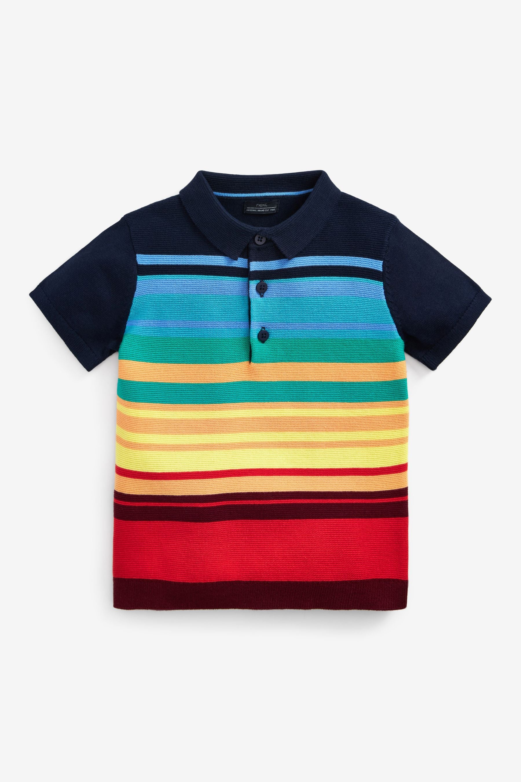 Rainbow Knitted Stripe Polo Shirt (3mths-7yrs)