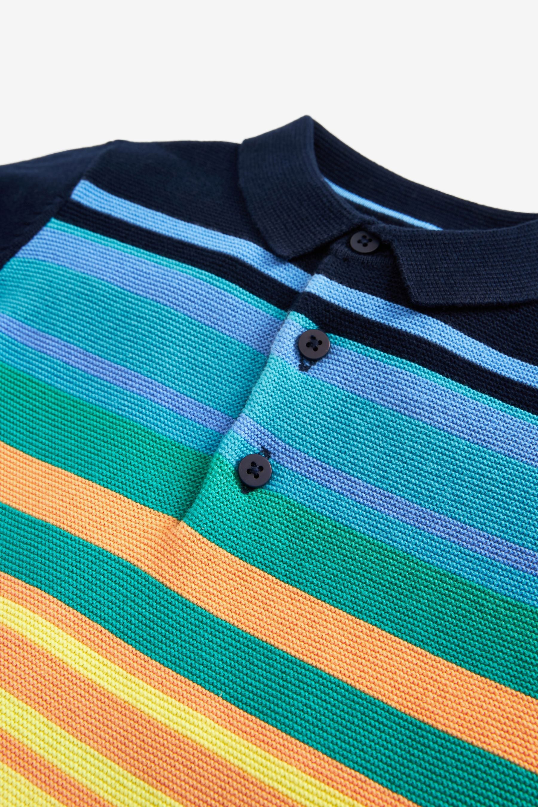 Rainbow Knitted Stripe Polo Shirt (3mths-7yrs)