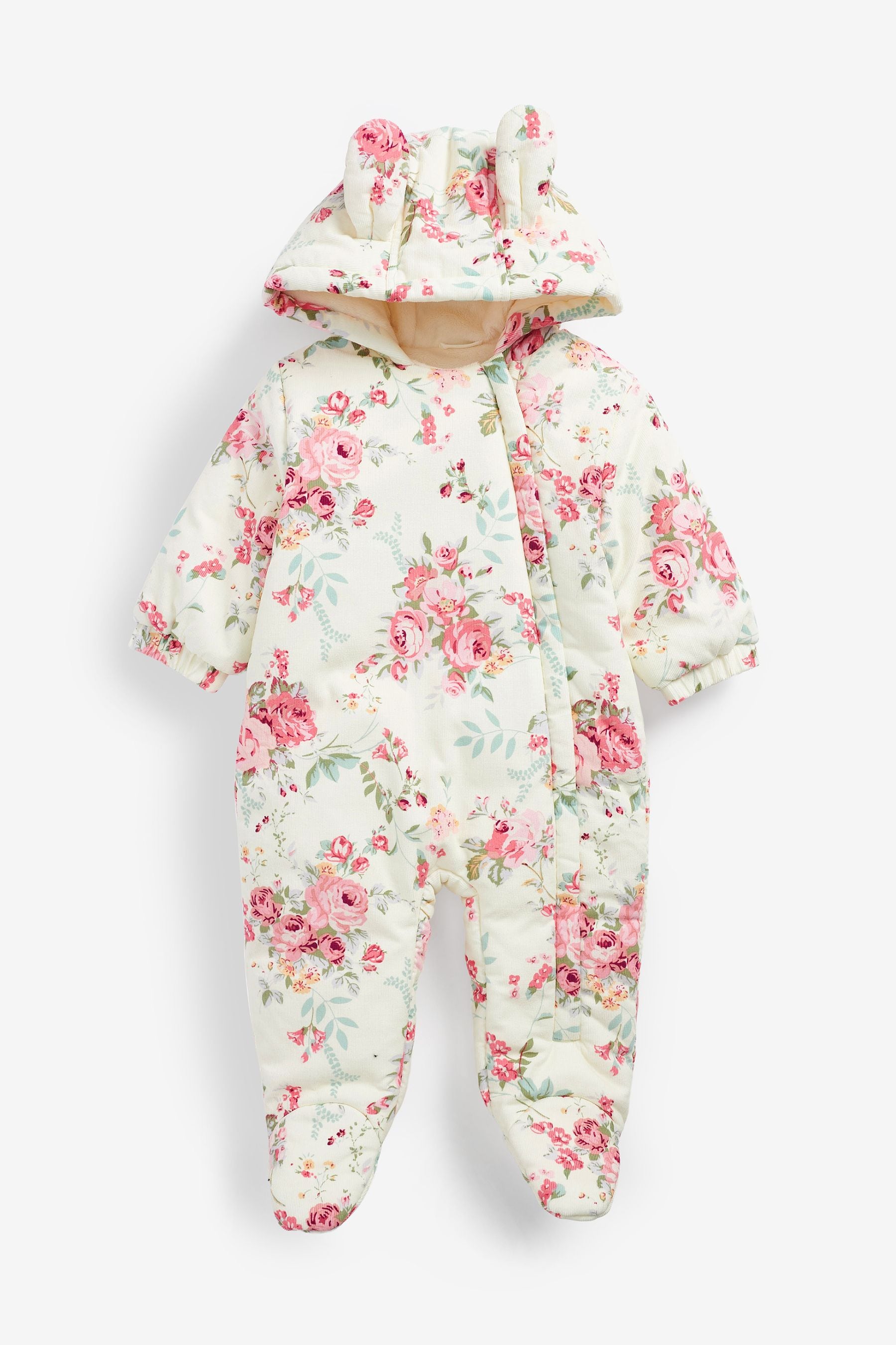 Pink Floral Baby All-In-One Pramsuit (0mths-2yrs)