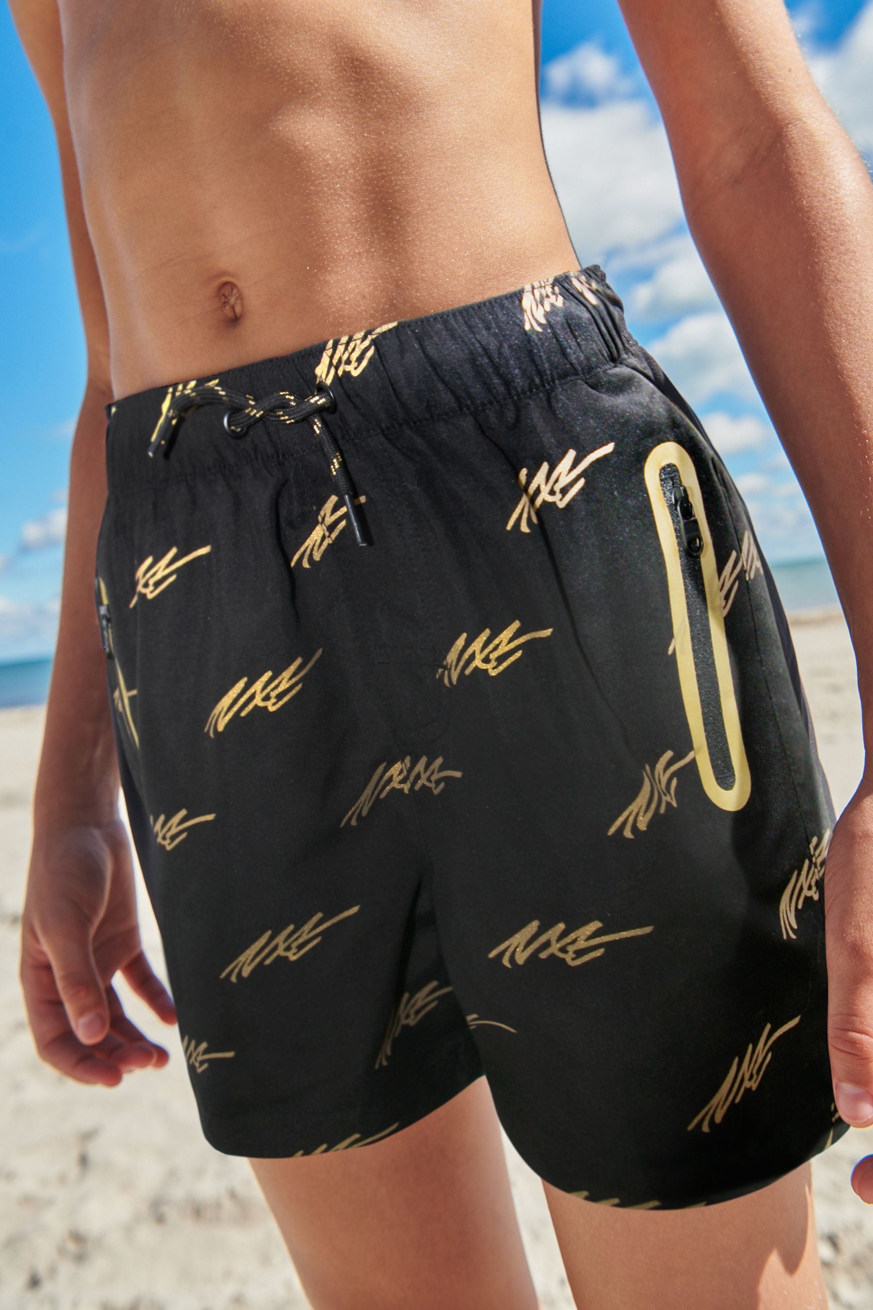 Black/Gold Swim Shorts (3-16yrs)