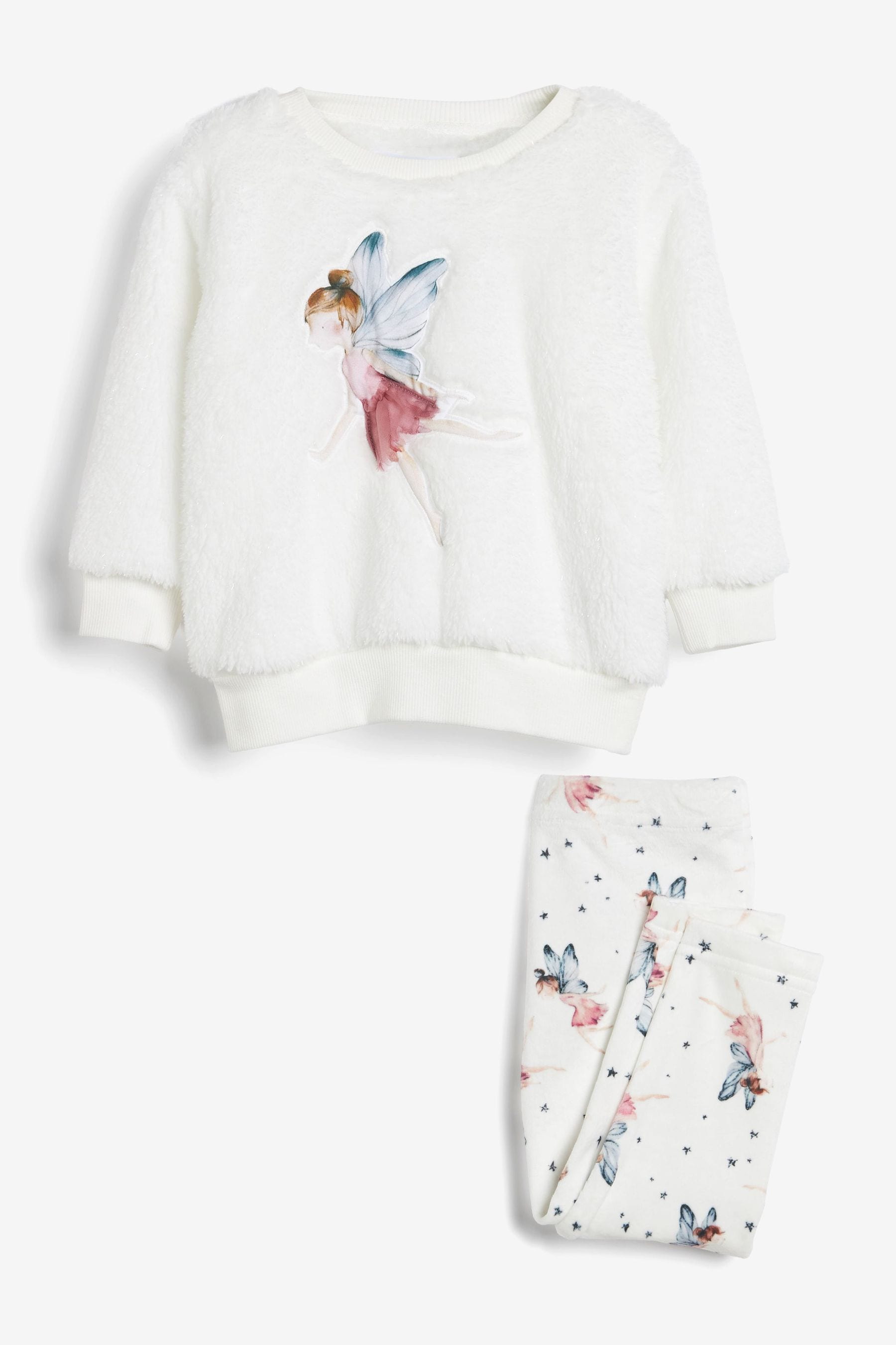 Ecru/White Fairy Next Fleece Lounge Set (9mths-10yrs)