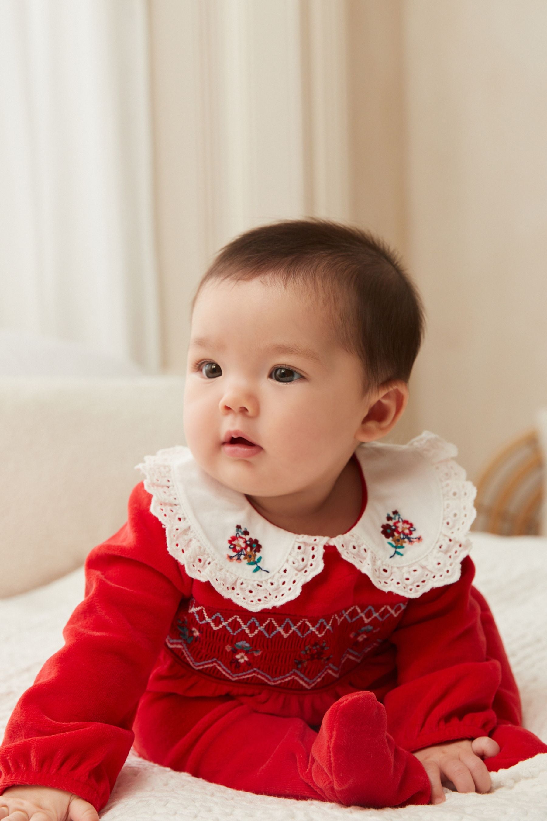 Festive Red Next Smart Baby Single Sleepsuit